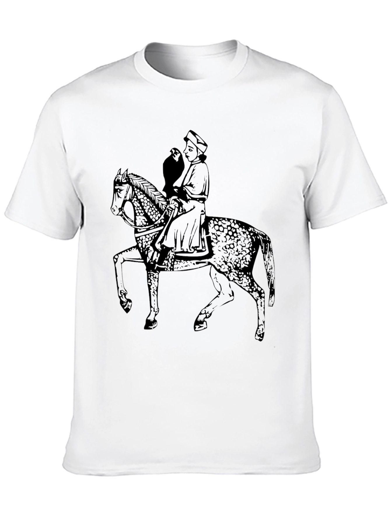 Medieval Rider T-Shirt: Horseman & Falcon