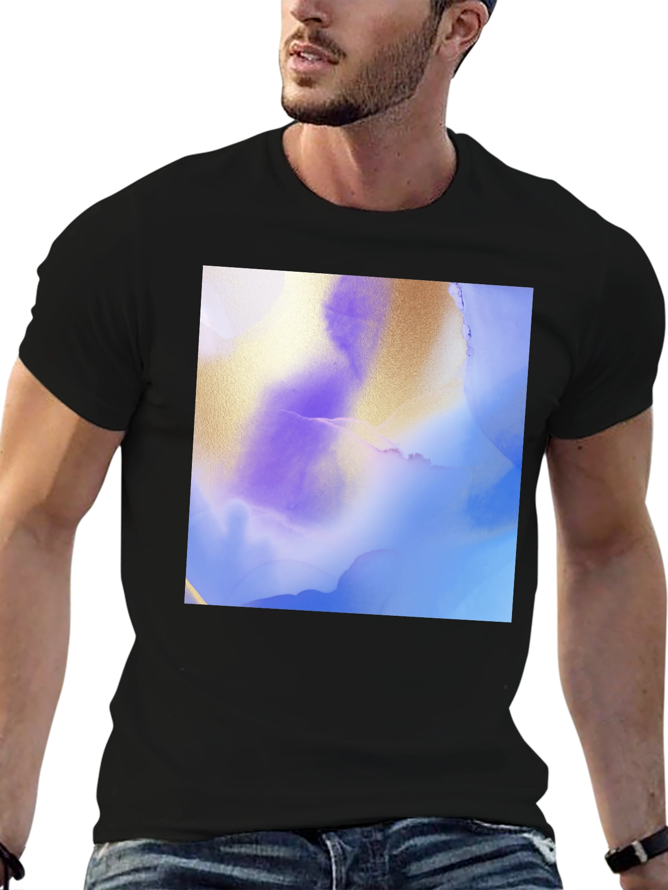 Abstract Art Graphic Tee - Stylish Black T-Shirt