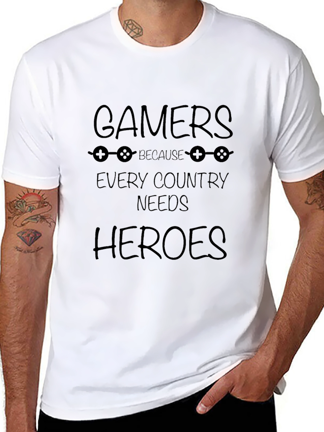 Gamers Every Country Needs Heroes Black T-Shirt