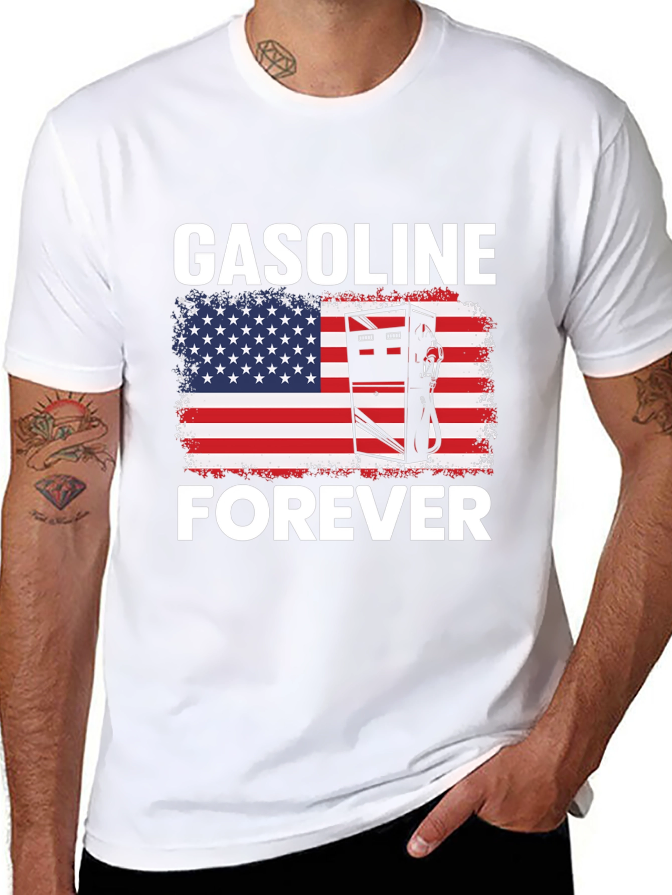 Gasoline Forever Patriotic Graphic Tee