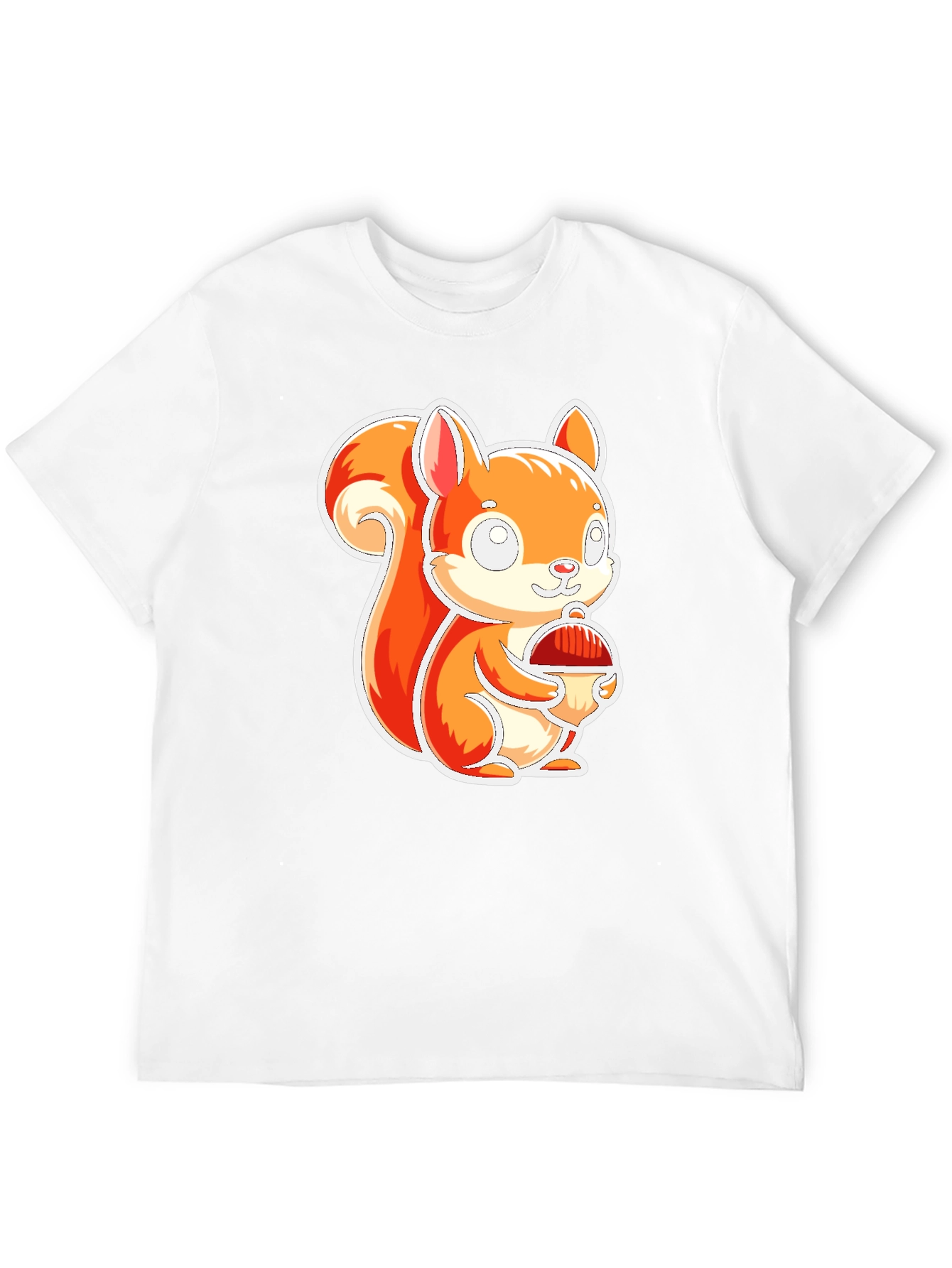 Cute Squirrel Holding Nut Black T-Shirt