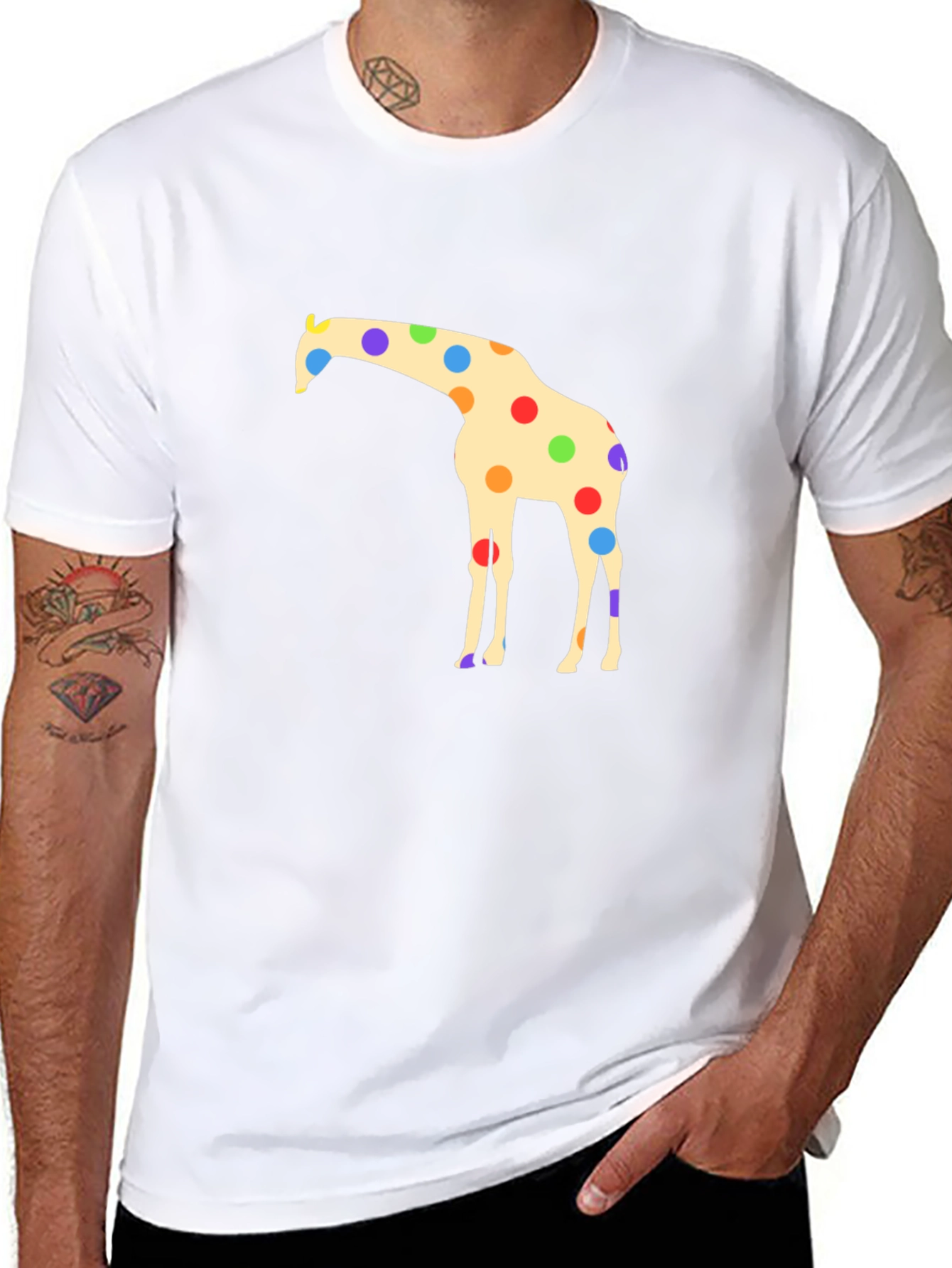 Giraffe Polka Dot Black T-Shirt