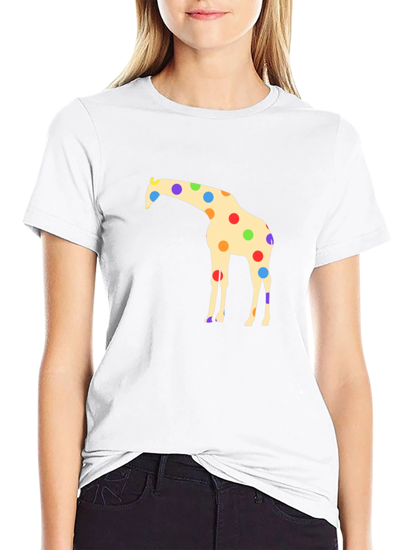 Giraffe Polka Dot Black T-Shirt