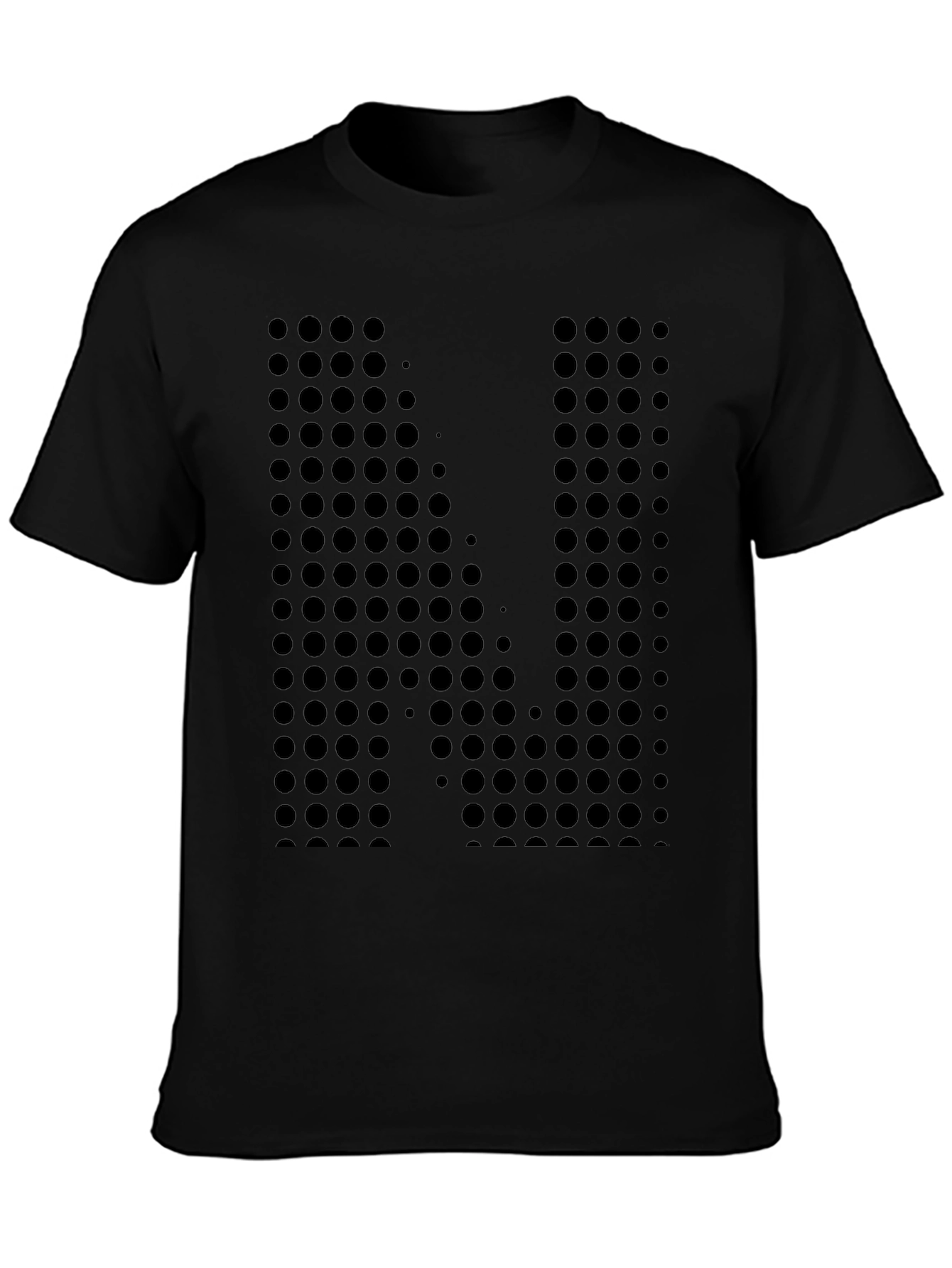 Abstract Dotted Letter N Black T-Shirt