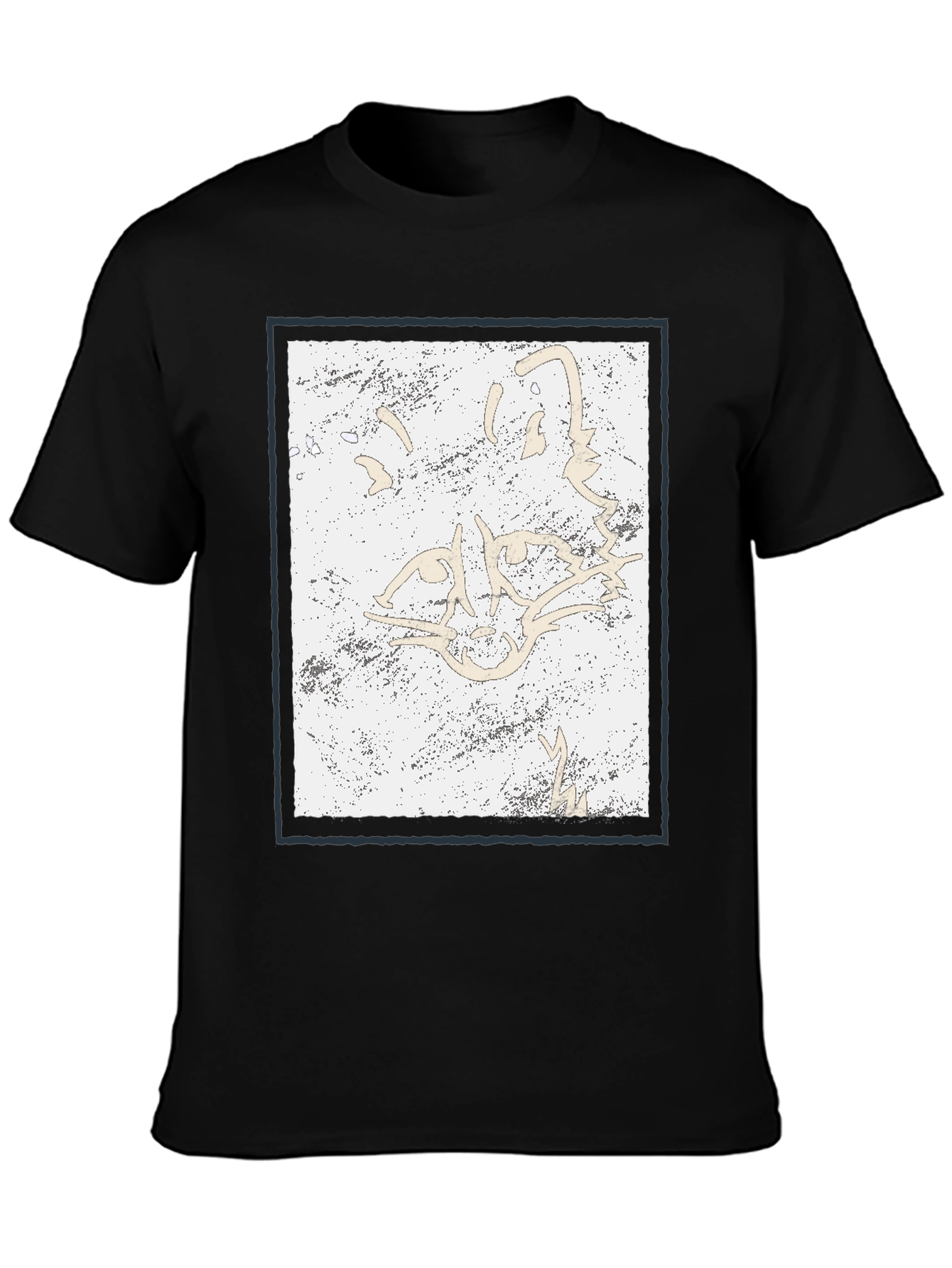 Abstract Feline Graphic Black T-Shirt