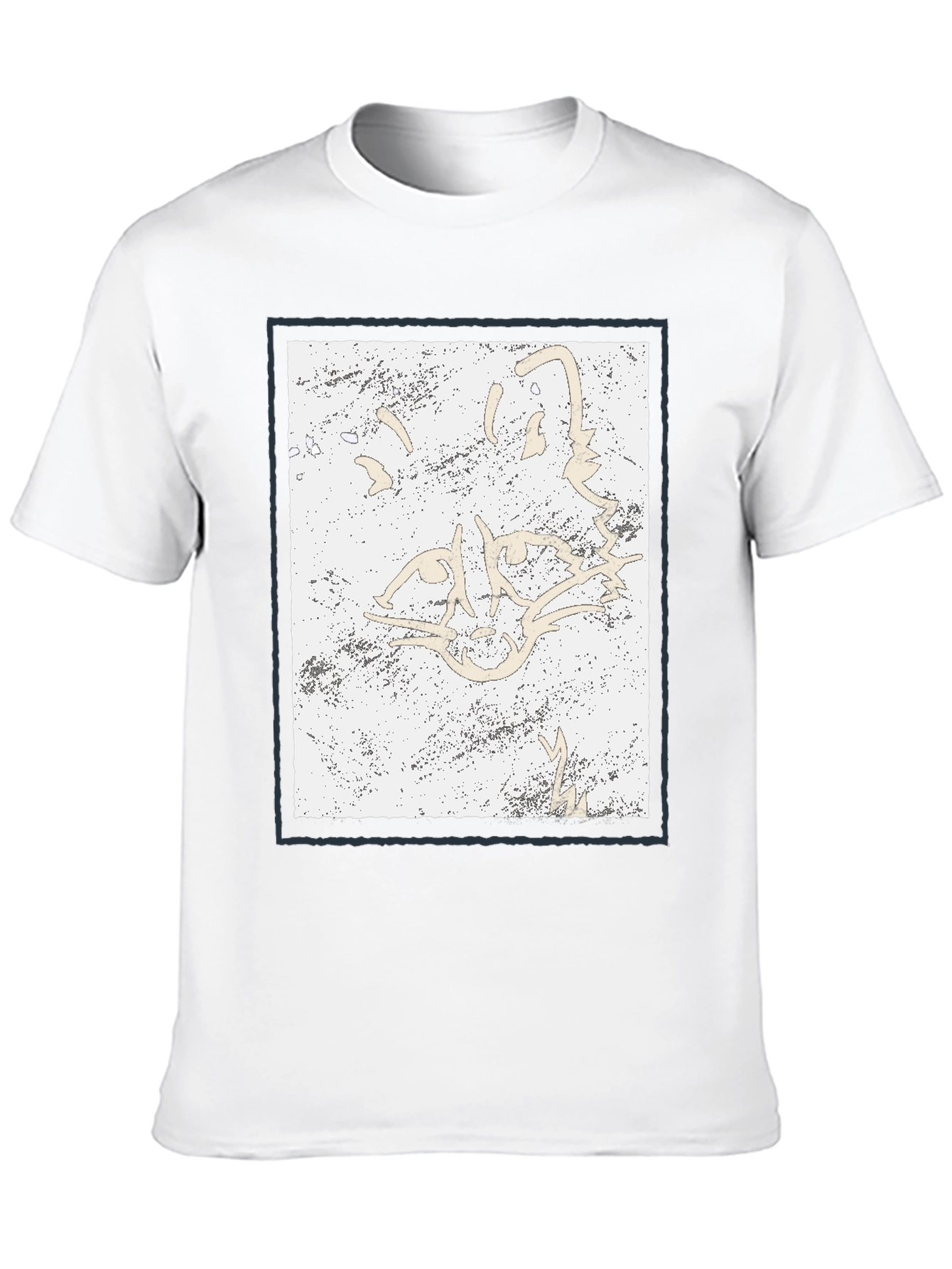 Abstract Feline Graphic Black T-Shirt