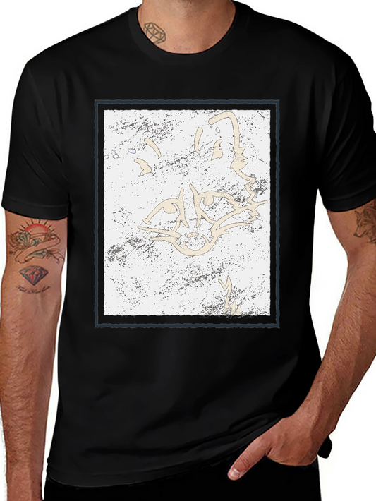 Abstract Feline Graphic Black T-Shirt