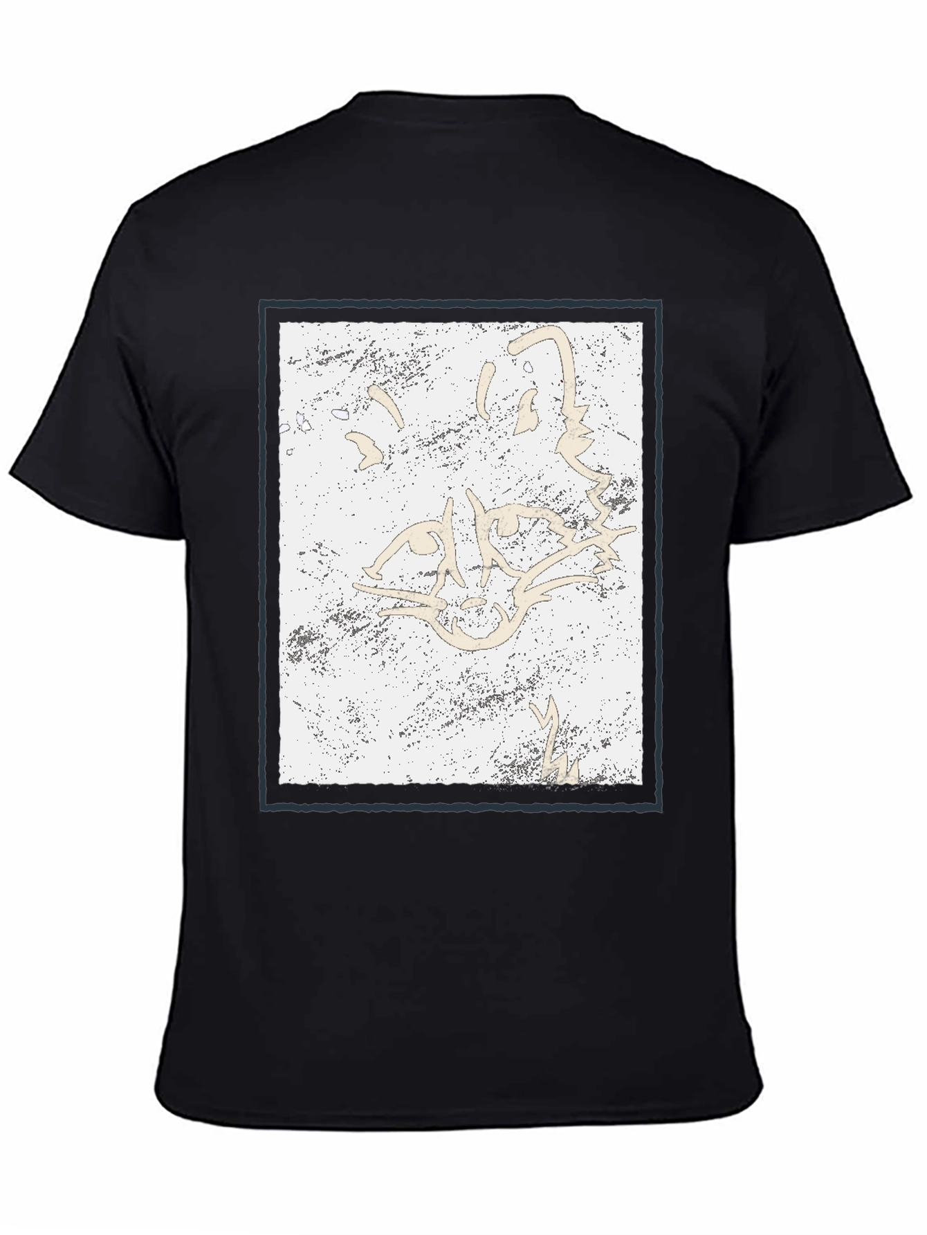 Abstract Feline Graphic Black T-Shirt