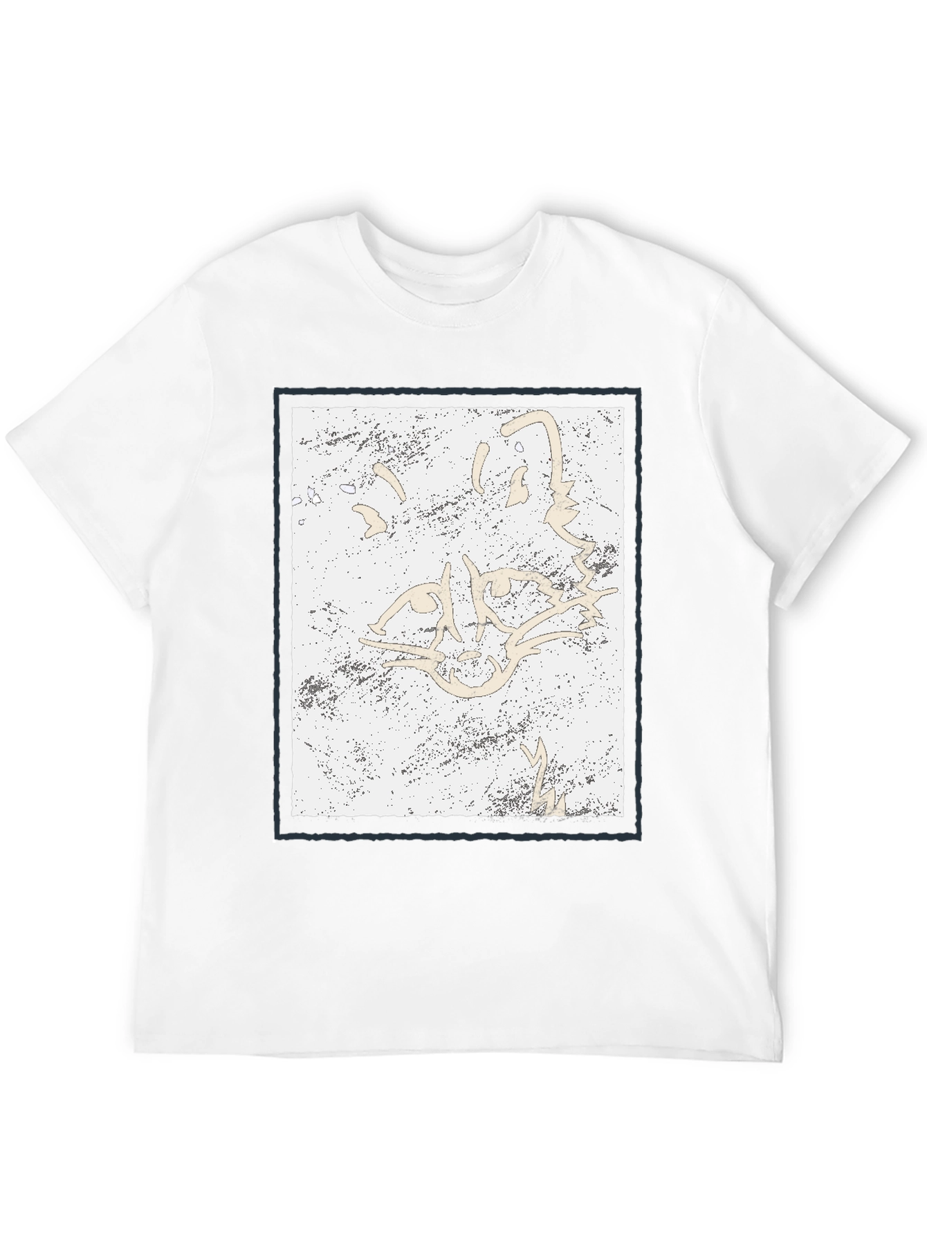 Abstract Feline Graphic Black T-Shirt