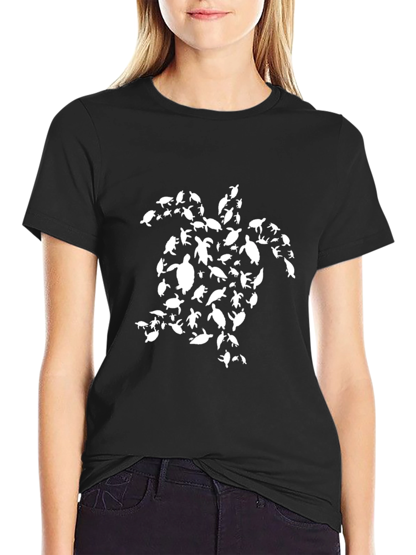 Turtle Silhouette Graphic Tee - Black
