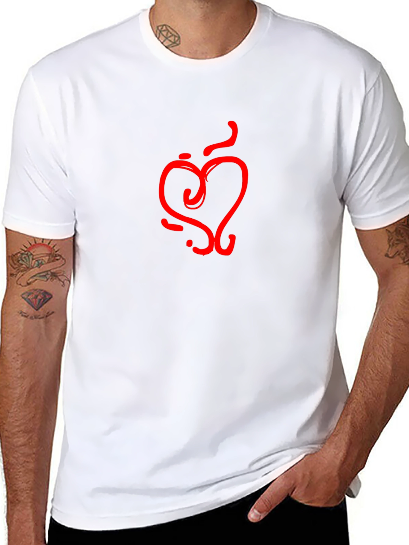 Abstract Heart Graphic Tee - Black Cotton Shirt