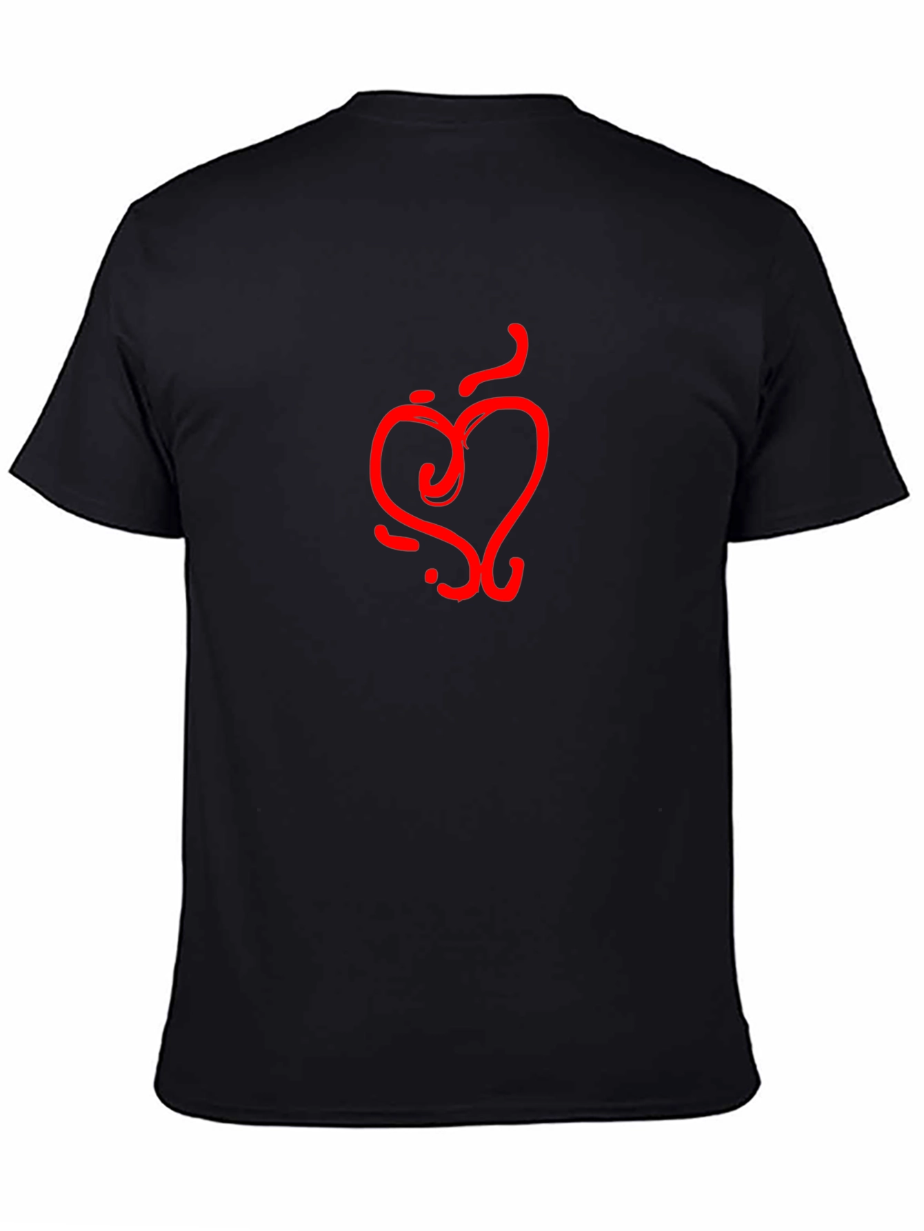 Abstract Heart Graphic Tee - Black Cotton Shirt