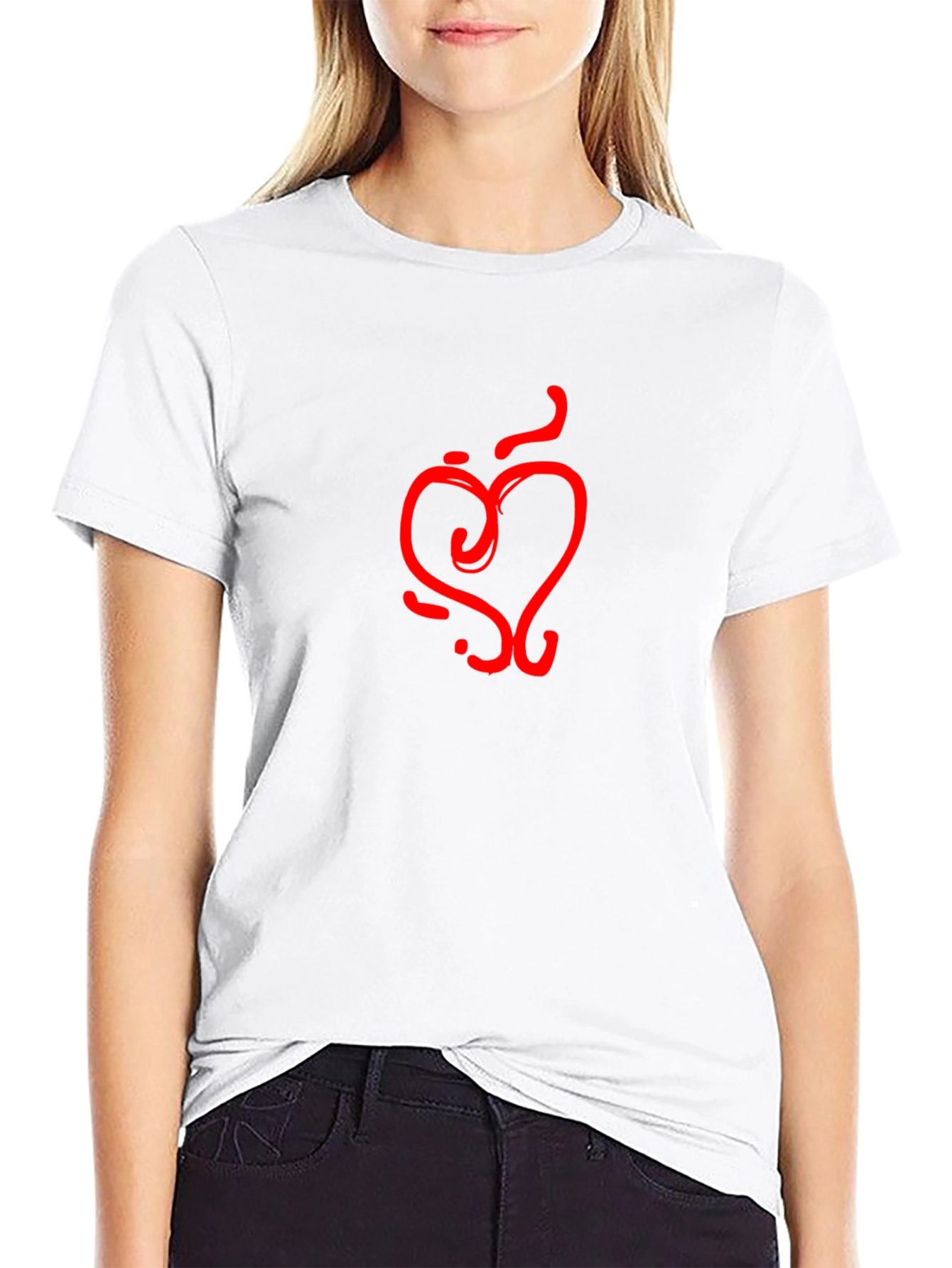 Abstract Heart Graphic Tee - Black Cotton Shirt
