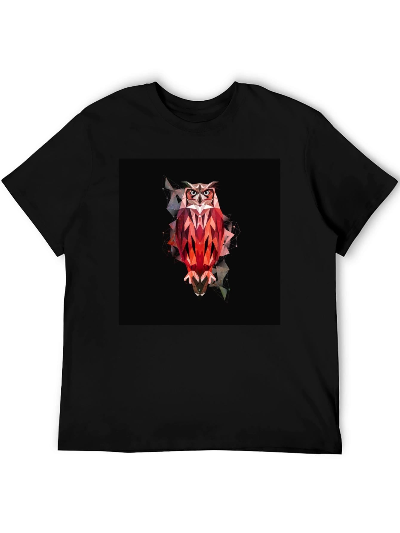 Geometric Owl Graphic Black T-Shirt