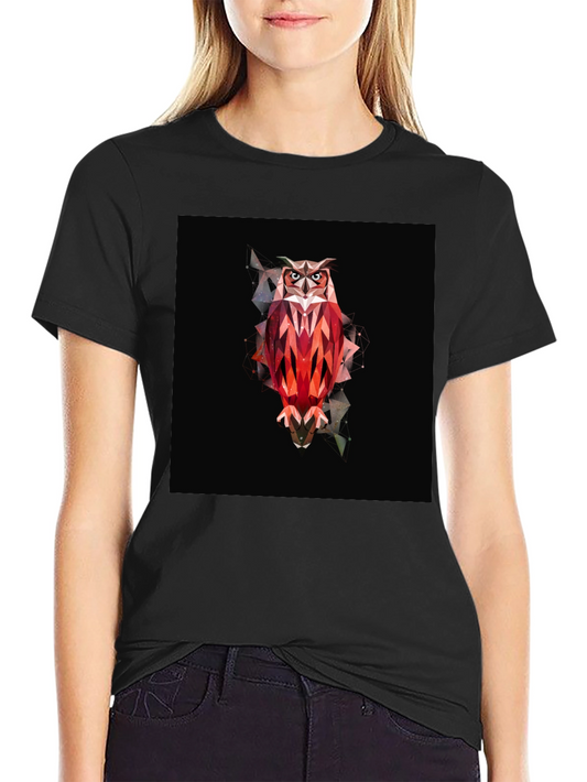 Geometric Owl Graphic Black T-Shirt