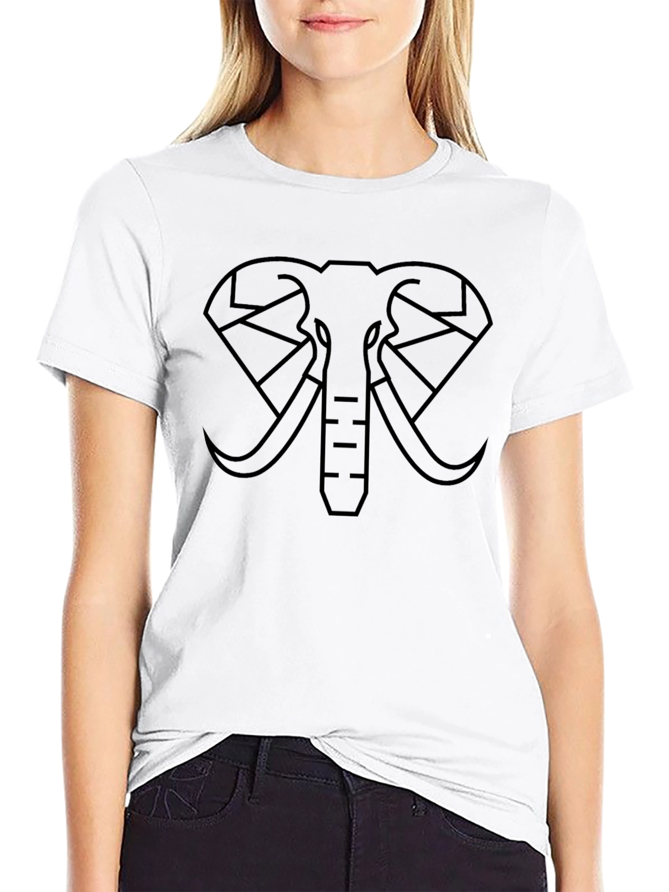 Geometric Elephant Graphic Tee - Modern Style