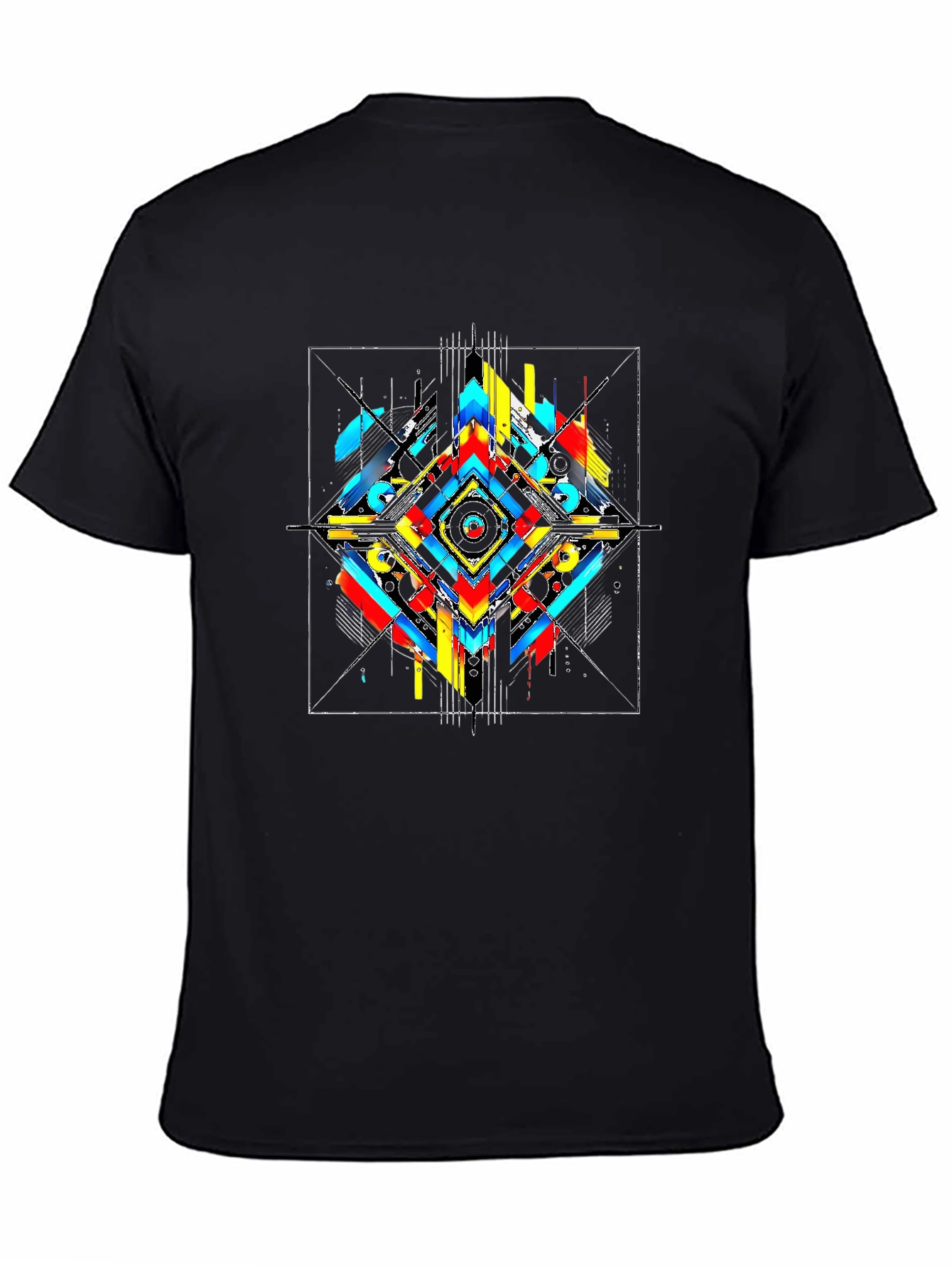 Abstract Geometric Print Black T-Shirt