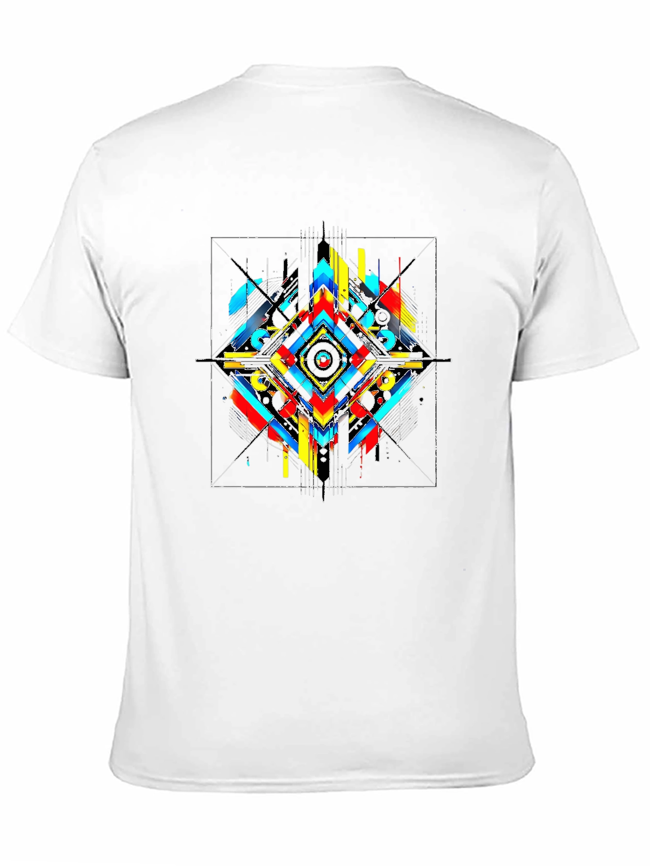 Abstract Geometric Print Black T-Shirt