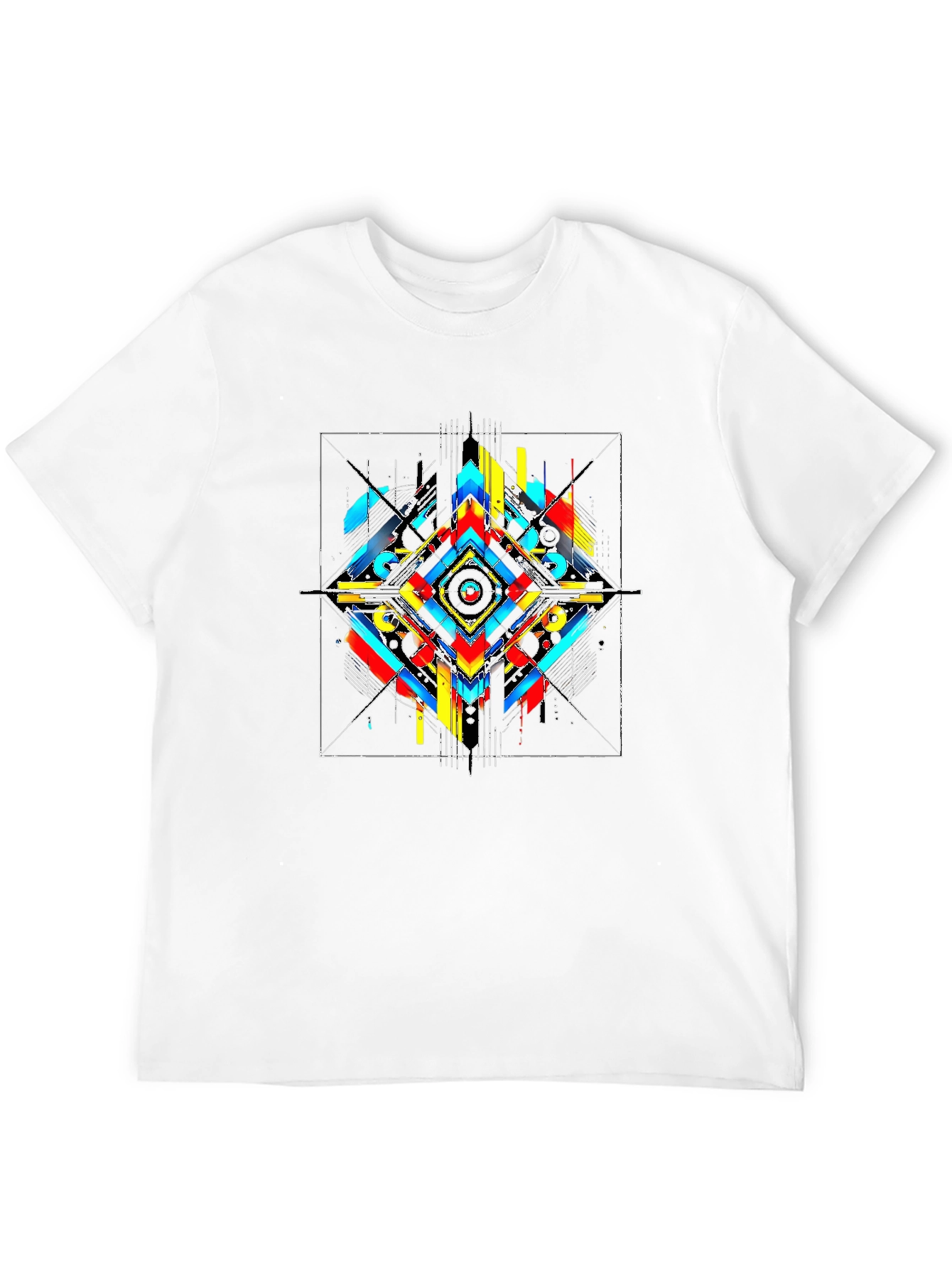 Abstract Geometric Print Black T-Shirt