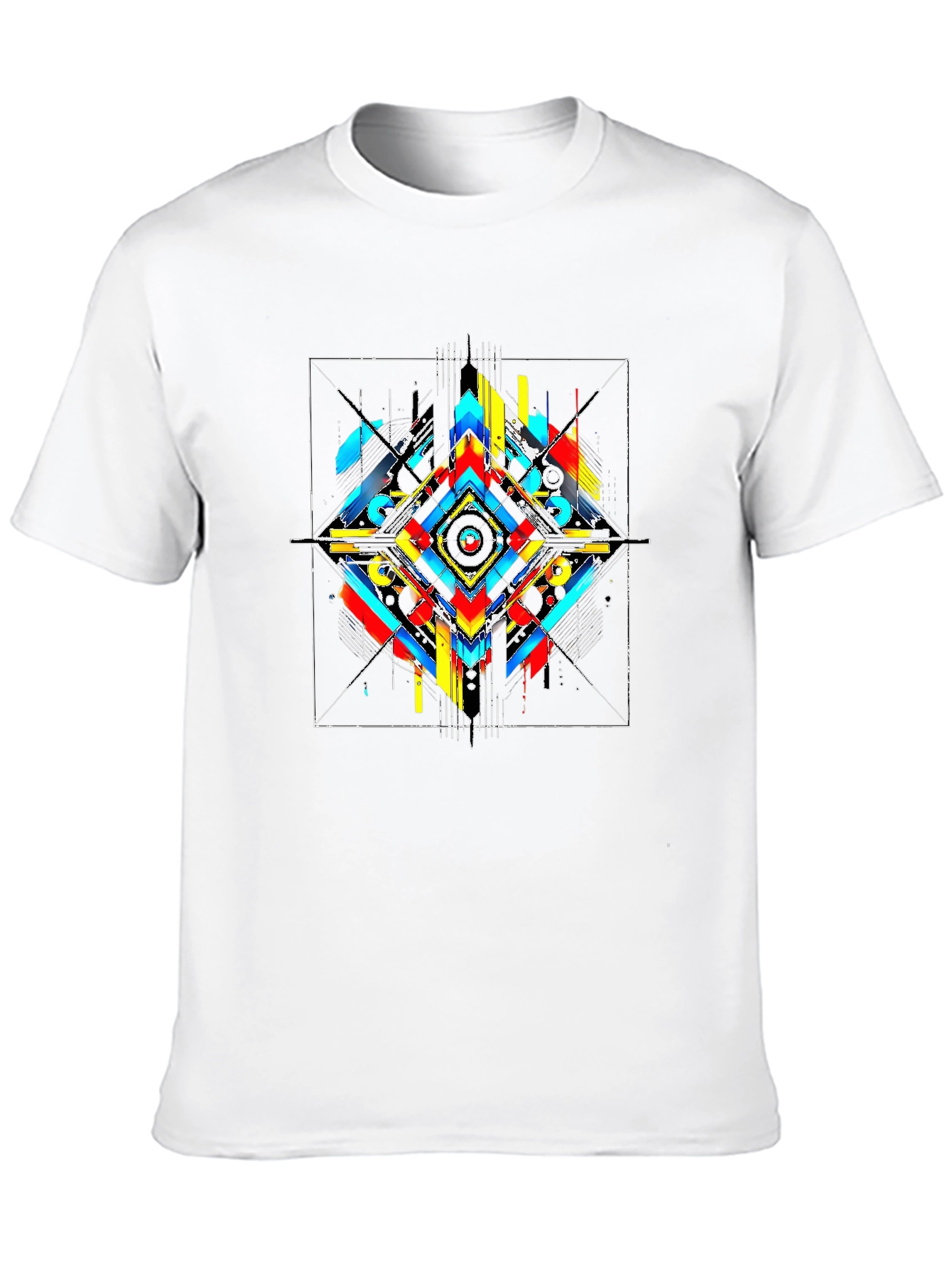 Abstract Geometric Print Black T-Shirt