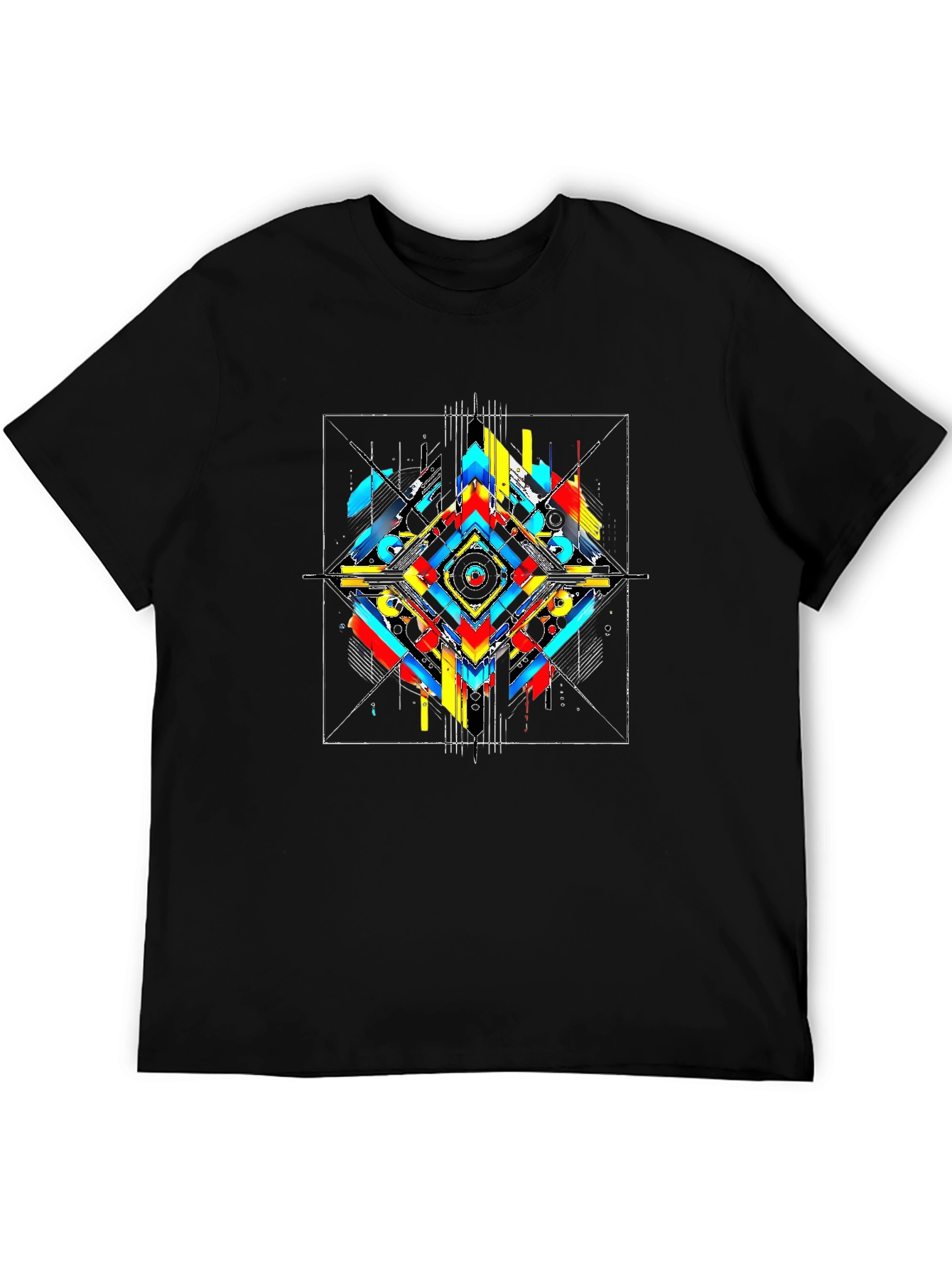 Abstract Geometric Print Black T-Shirt