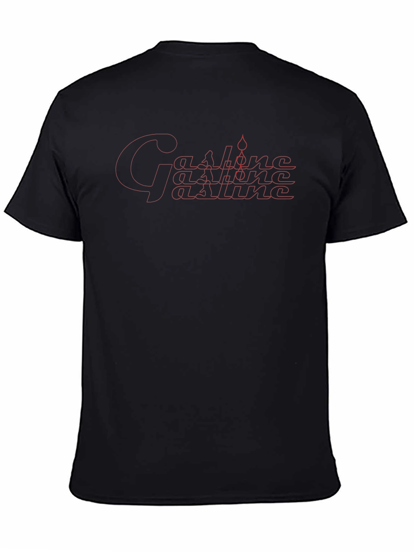 Gasoline Red Outline Graphic Print Black T-Shirt