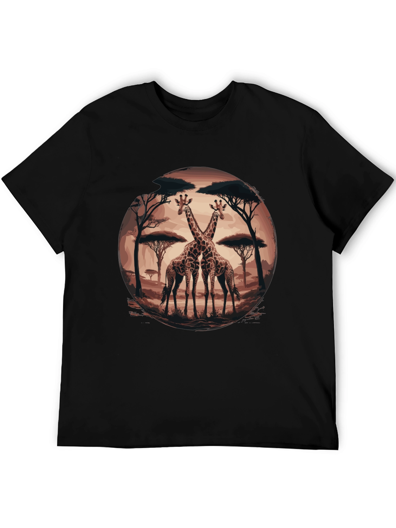 Giraffe Silhouette Graphic Tee - Safari Animal Shirt
