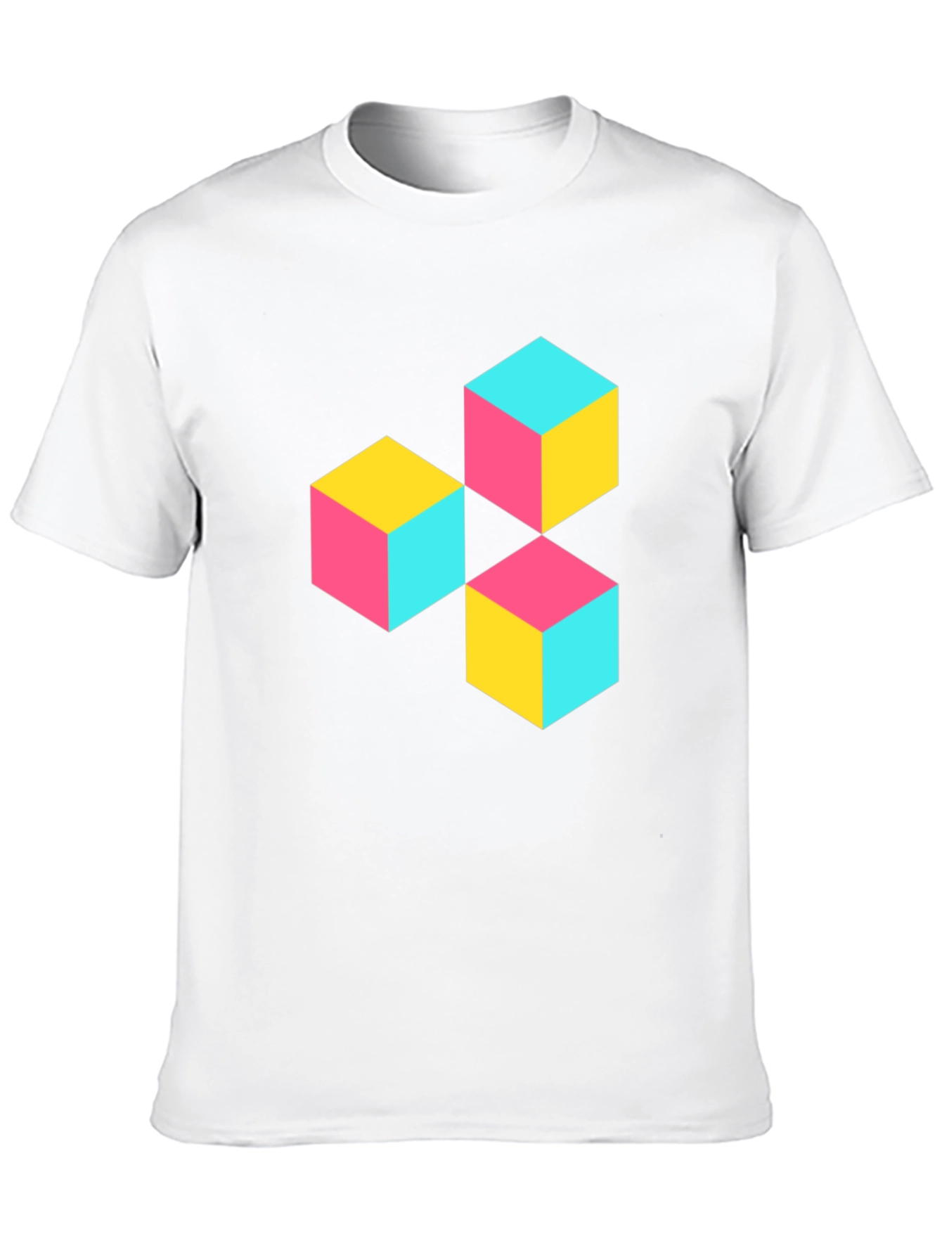 Geometric Cube Print T-Shirt - Modern Style