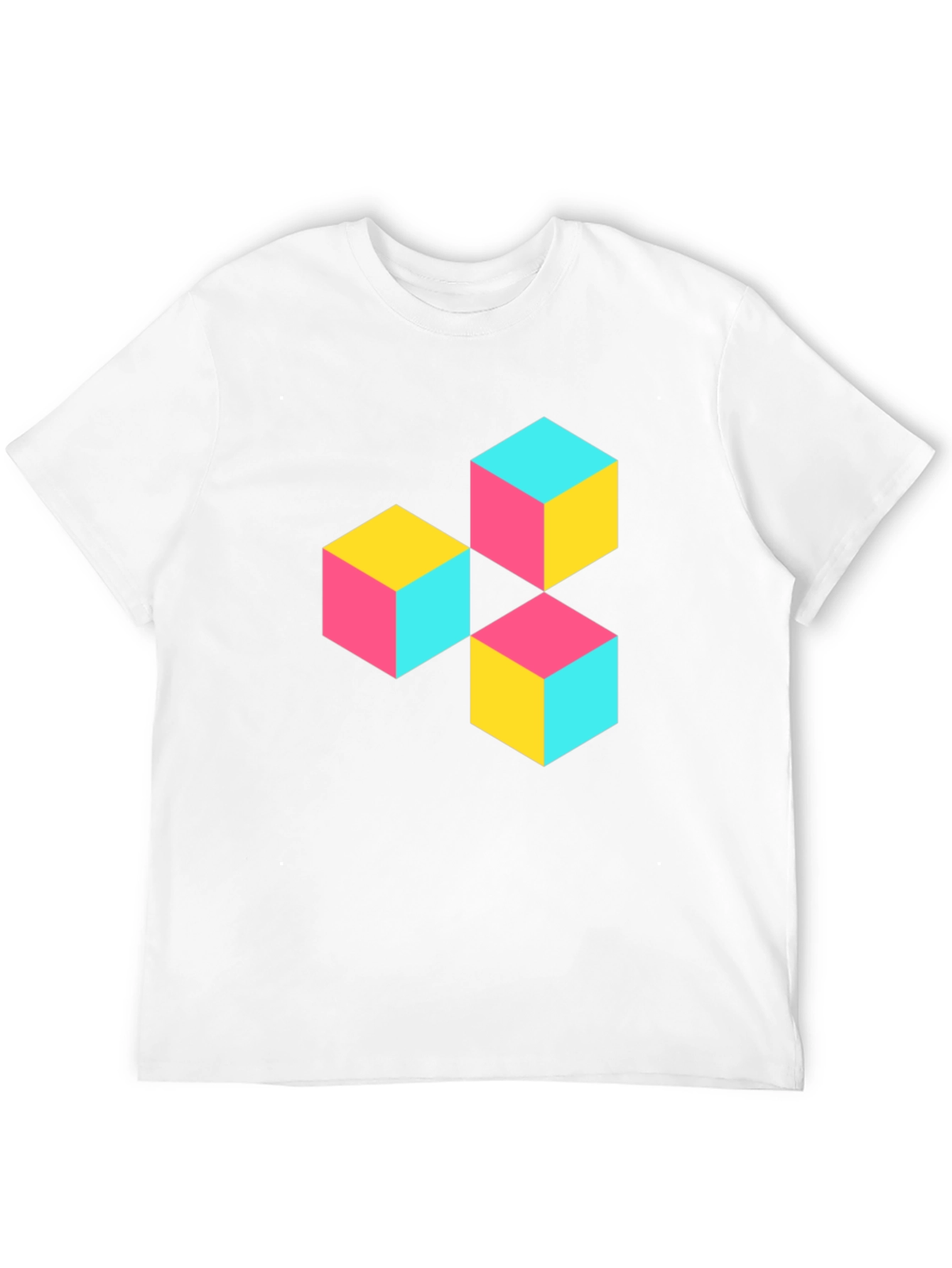 Geometric Cube Print T-Shirt - Modern Style
