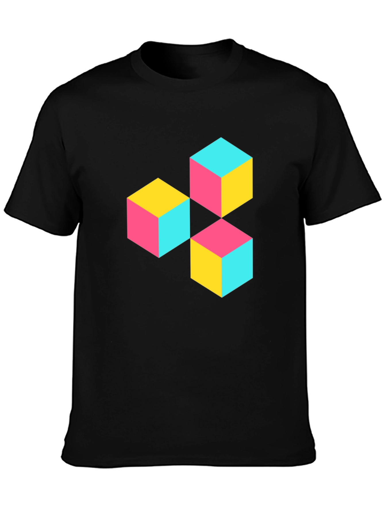 Geometric Cube Print T-Shirt - Modern Style
