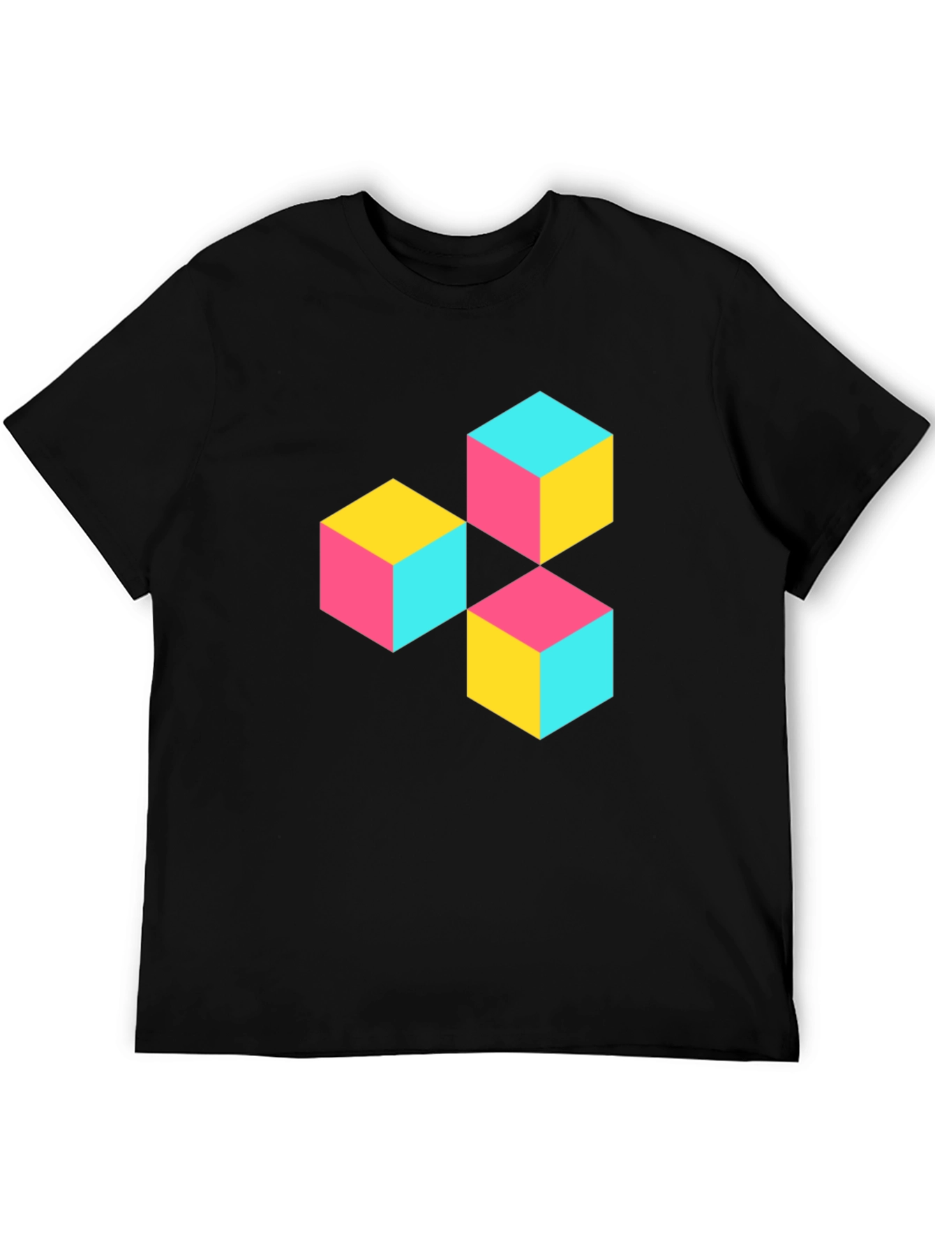 Geometric Cube Print T-Shirt - Modern Style