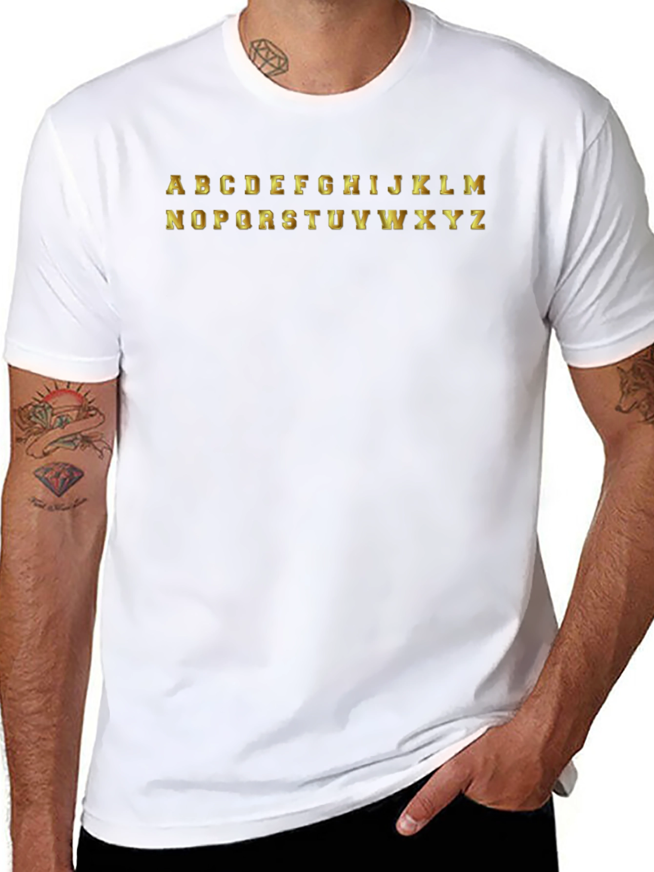 Alphabet Graphic Tee - Black Cotton T-Shirt