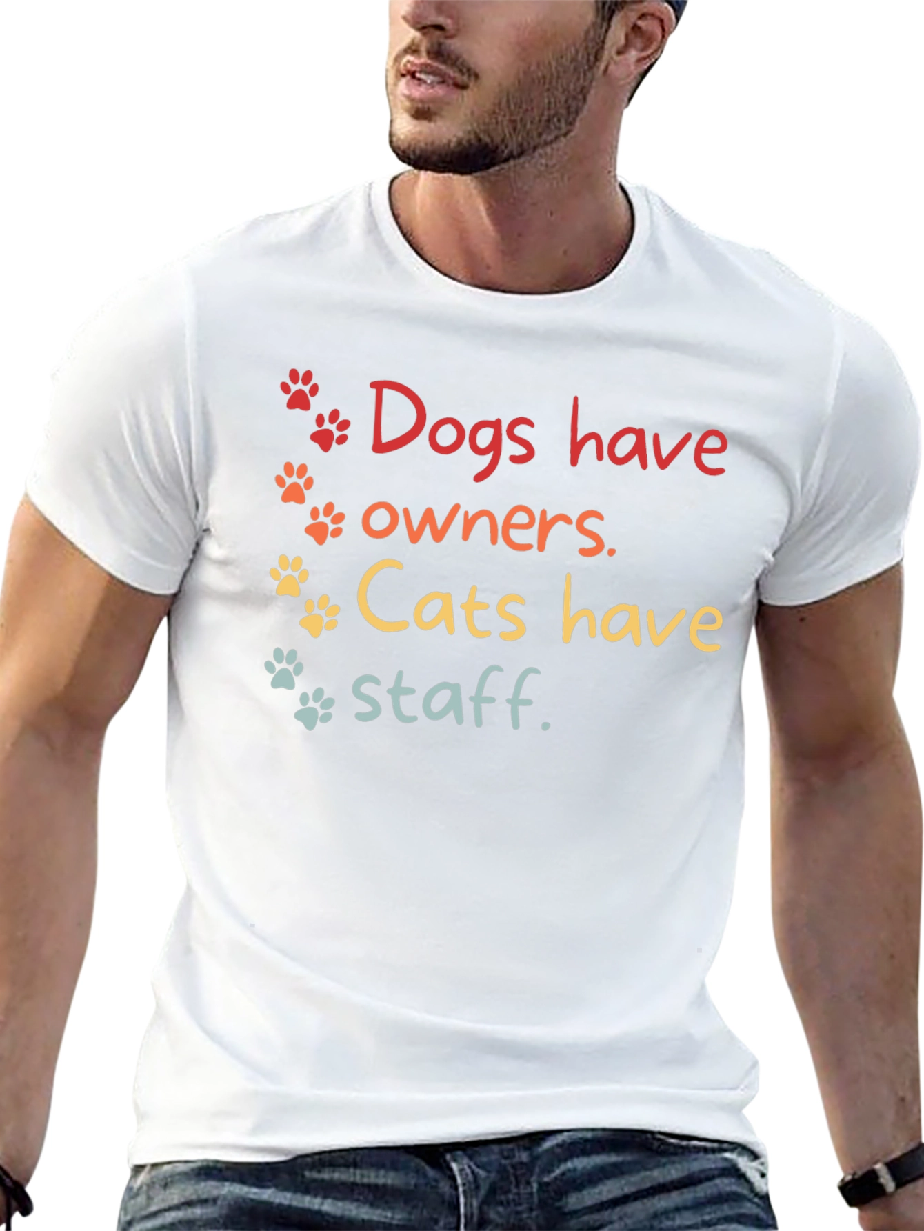 Dogs Have Owners Cats Have Staff T-Shirt – Funny Pet Lover Graphic Tee