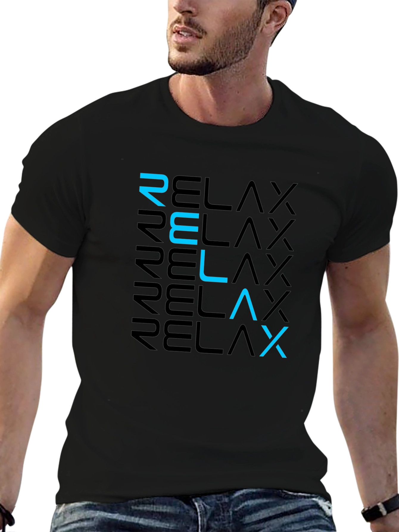 Relax Graphic Tee - Modern Black T-Shirt