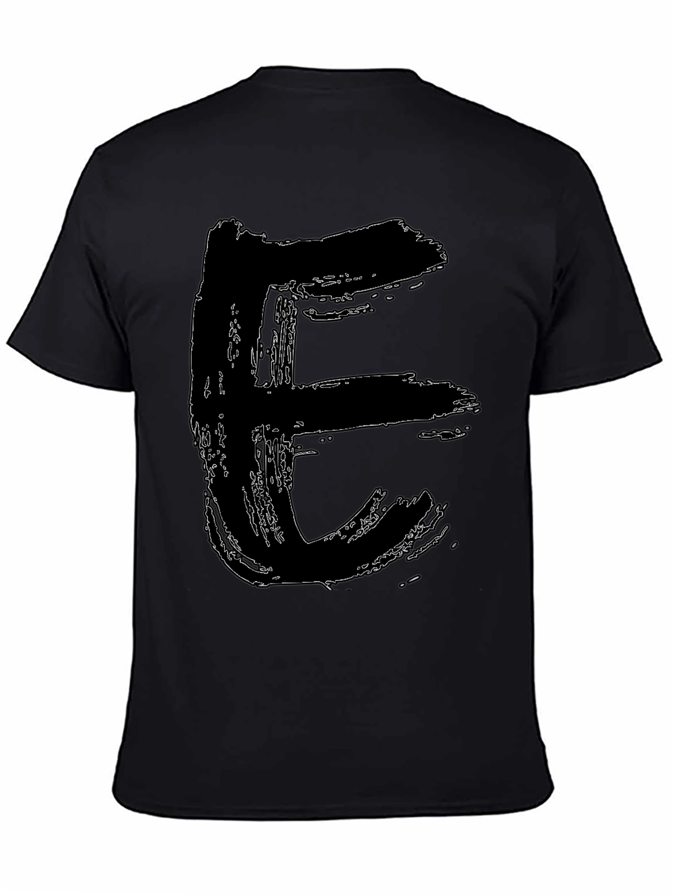 Abstract Letter E Black T-Shirt