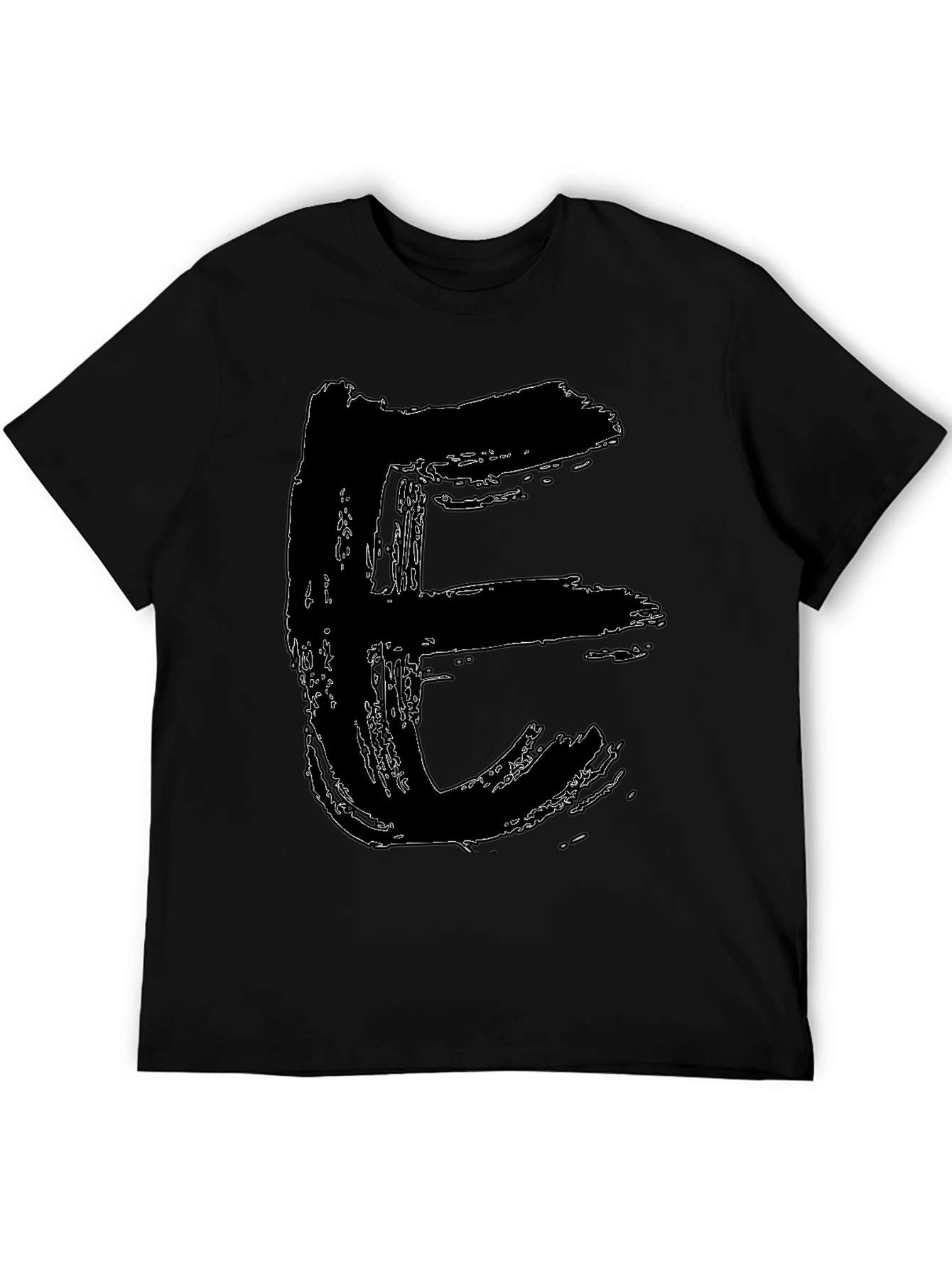 Abstract Letter E Black T-Shirt