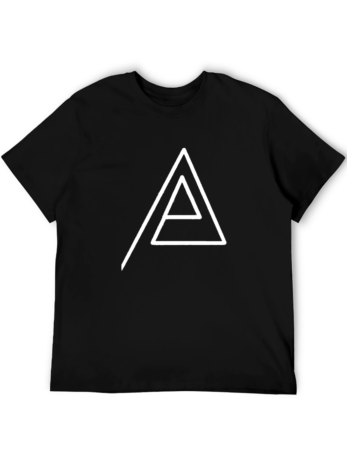 Geometric Triangle Graphic Tee - Black Cotton Blend