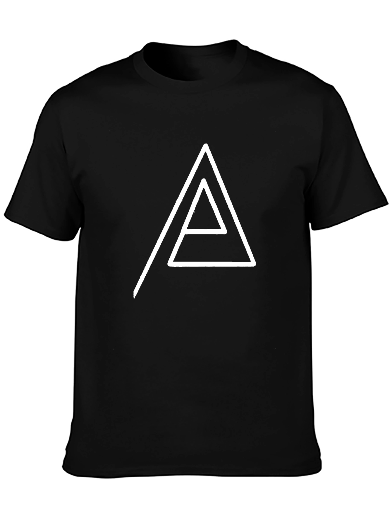Geometric Triangle Graphic Tee - Black Cotton Blend