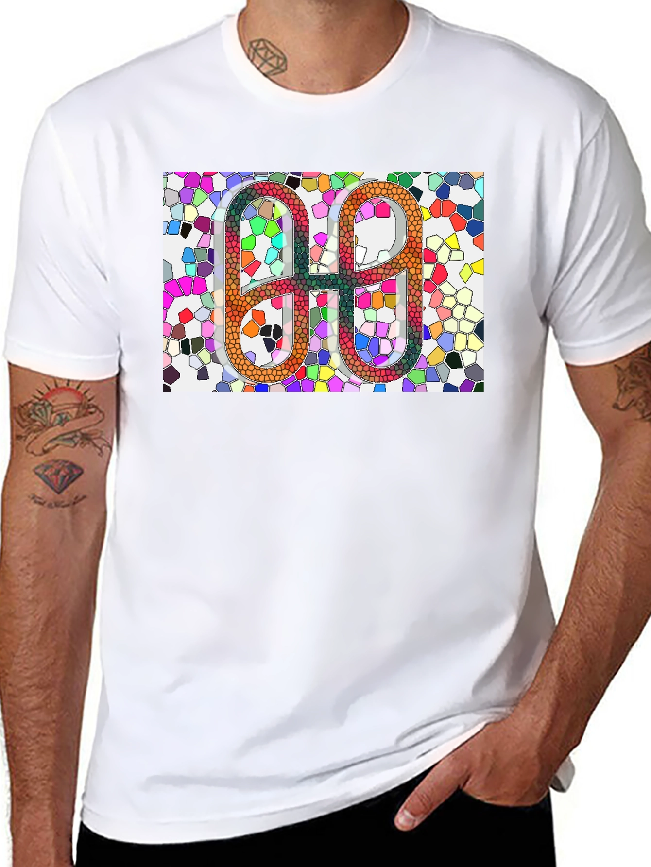 Geometric Mosaic Graphic Tee - Modern Abstract Art Shirt