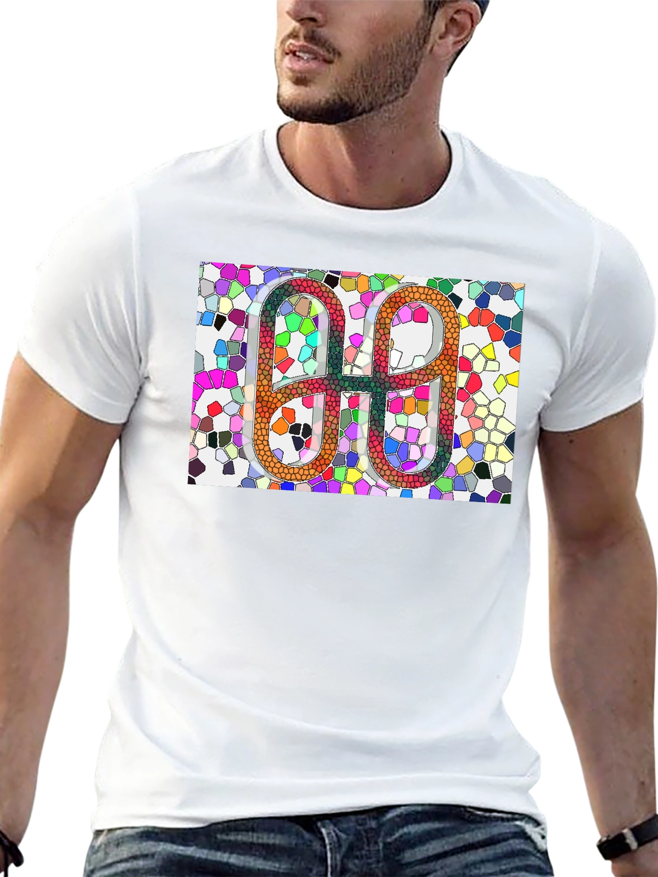Geometric Mosaic Graphic Tee - Modern Abstract Art Shirt