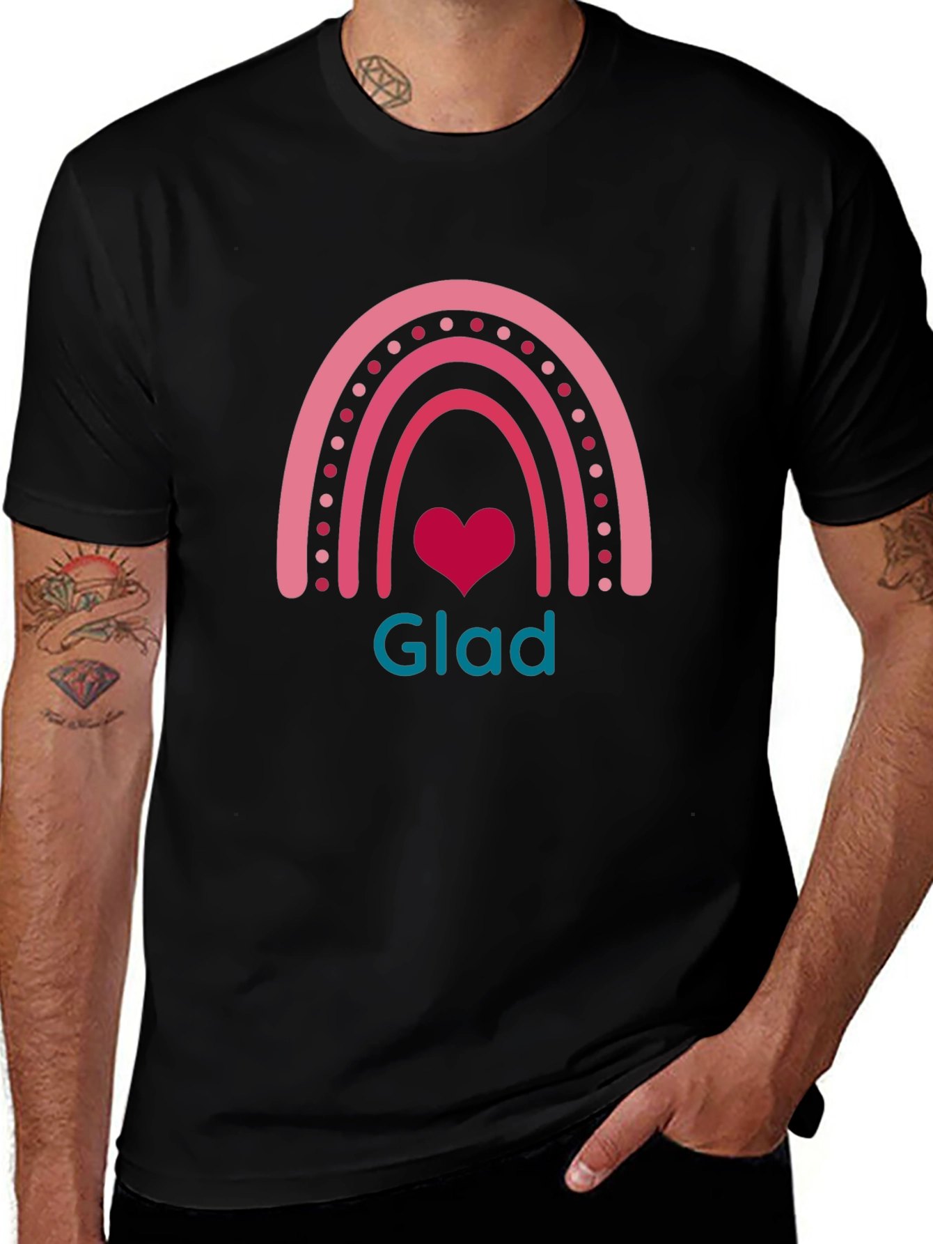 Glad Rainbow Heart Graphic Tee - Unisex