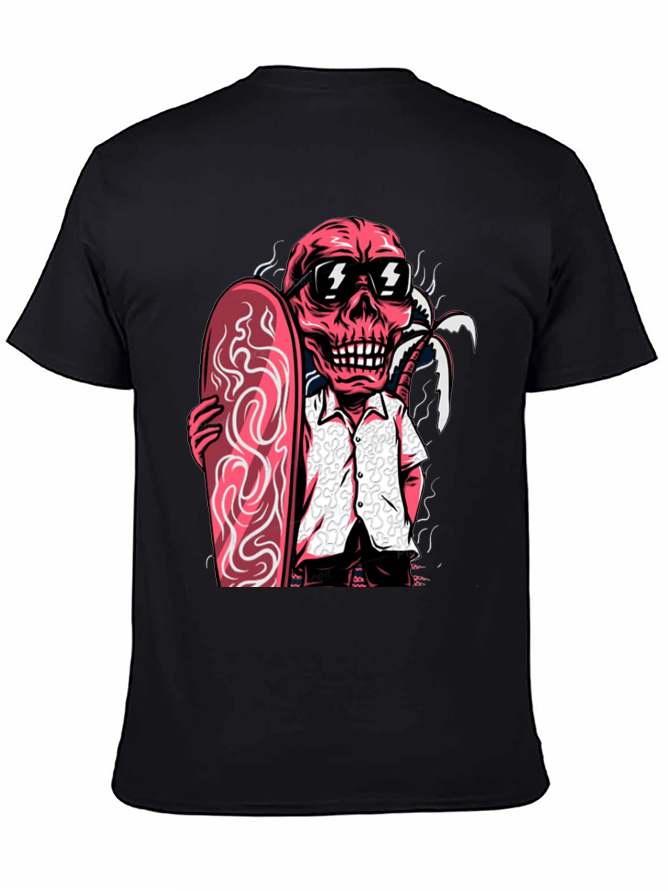 Skull Surfer Graphic Tee - Mens Black T-Shirt