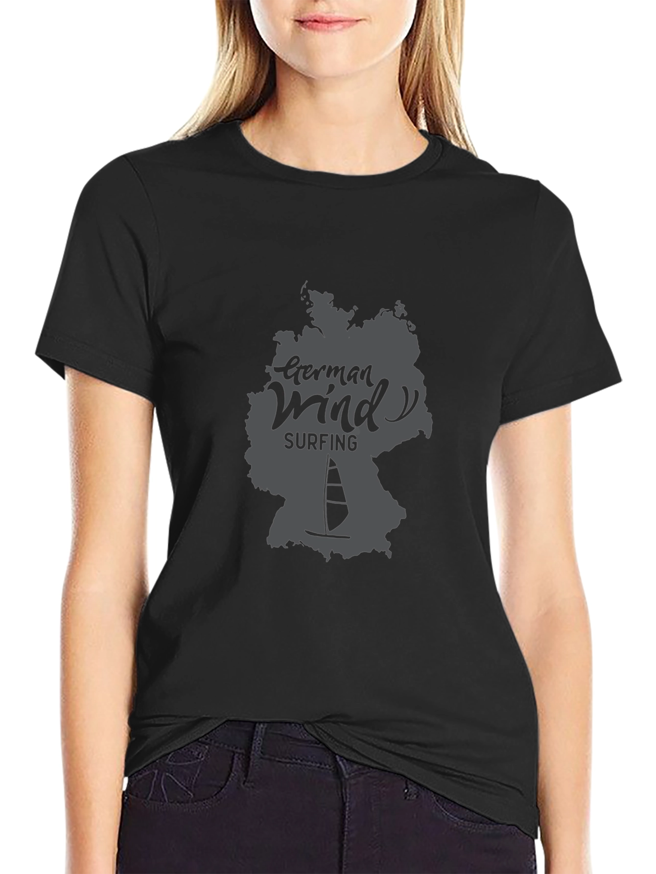 German Wind Surfing Black T-Shirt