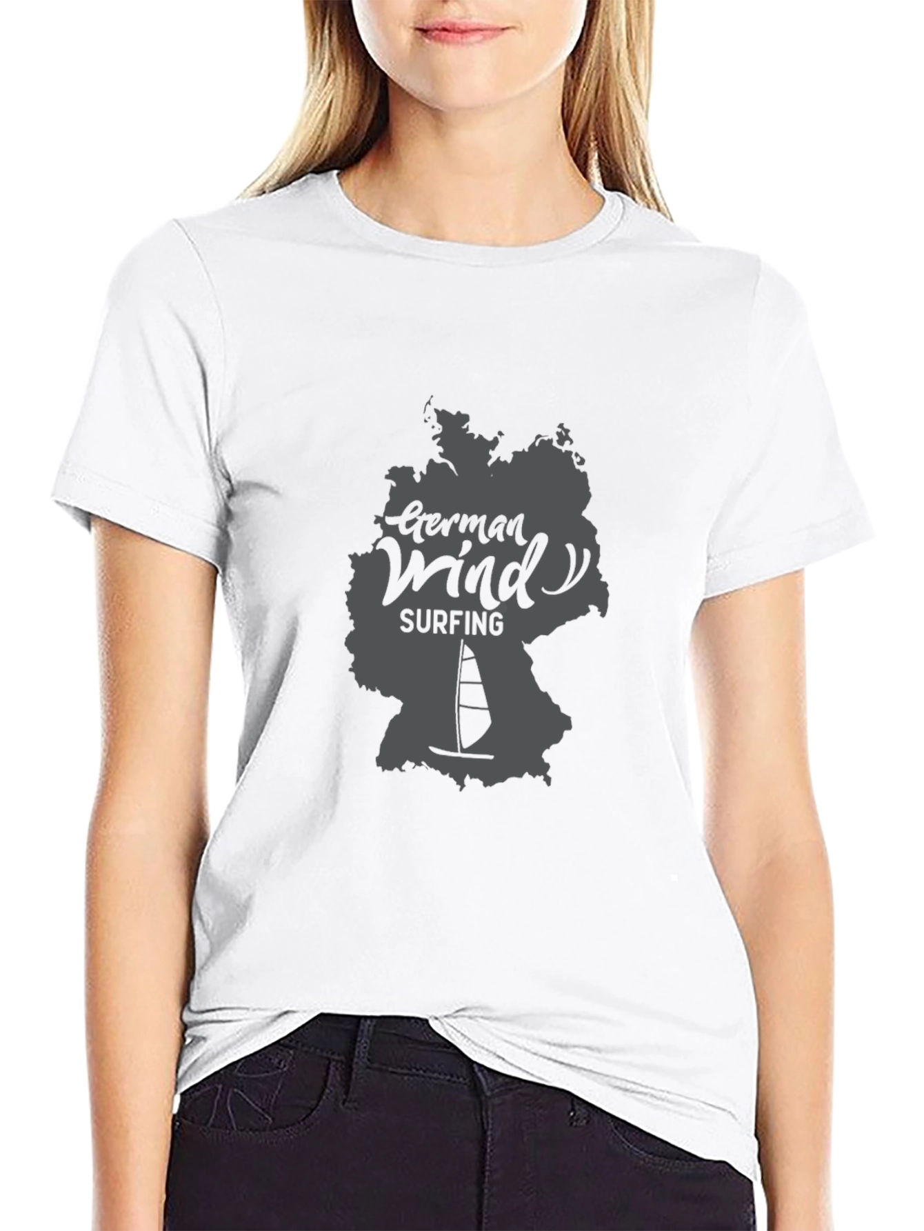 German Wind Surfing Black T-Shirt