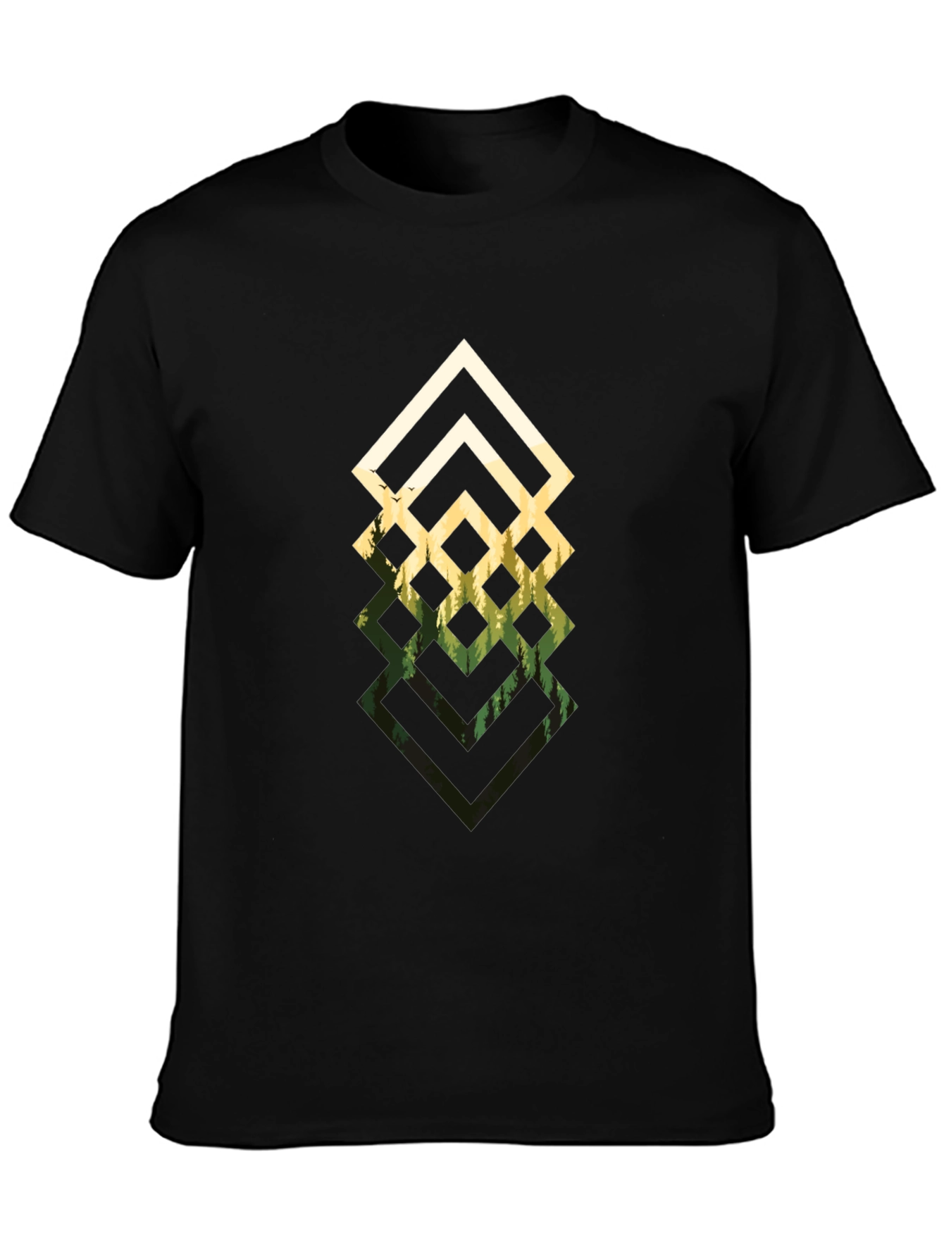 Geometric Forest Black T-Shirt