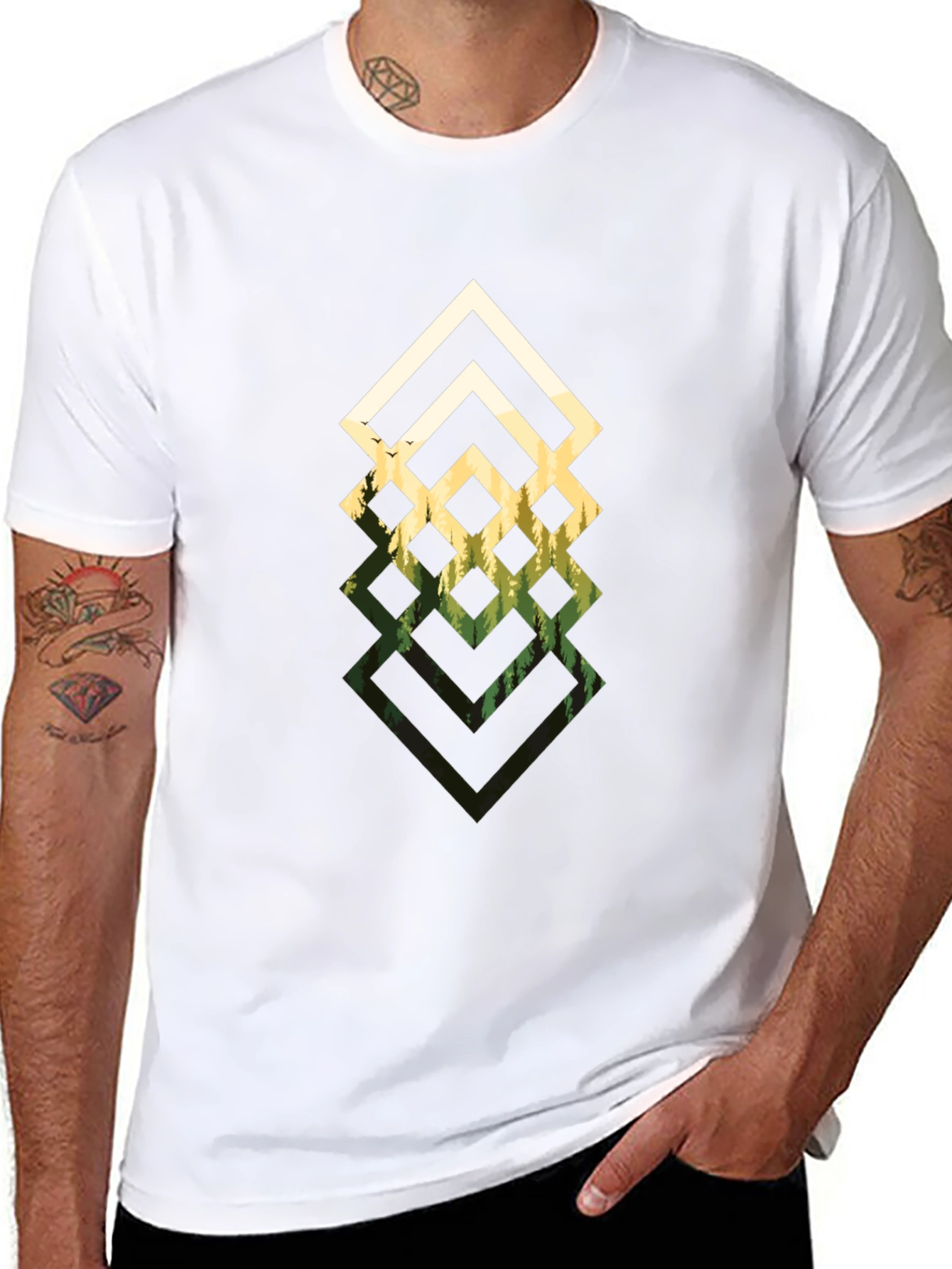 Geometric Forest Black T-Shirt