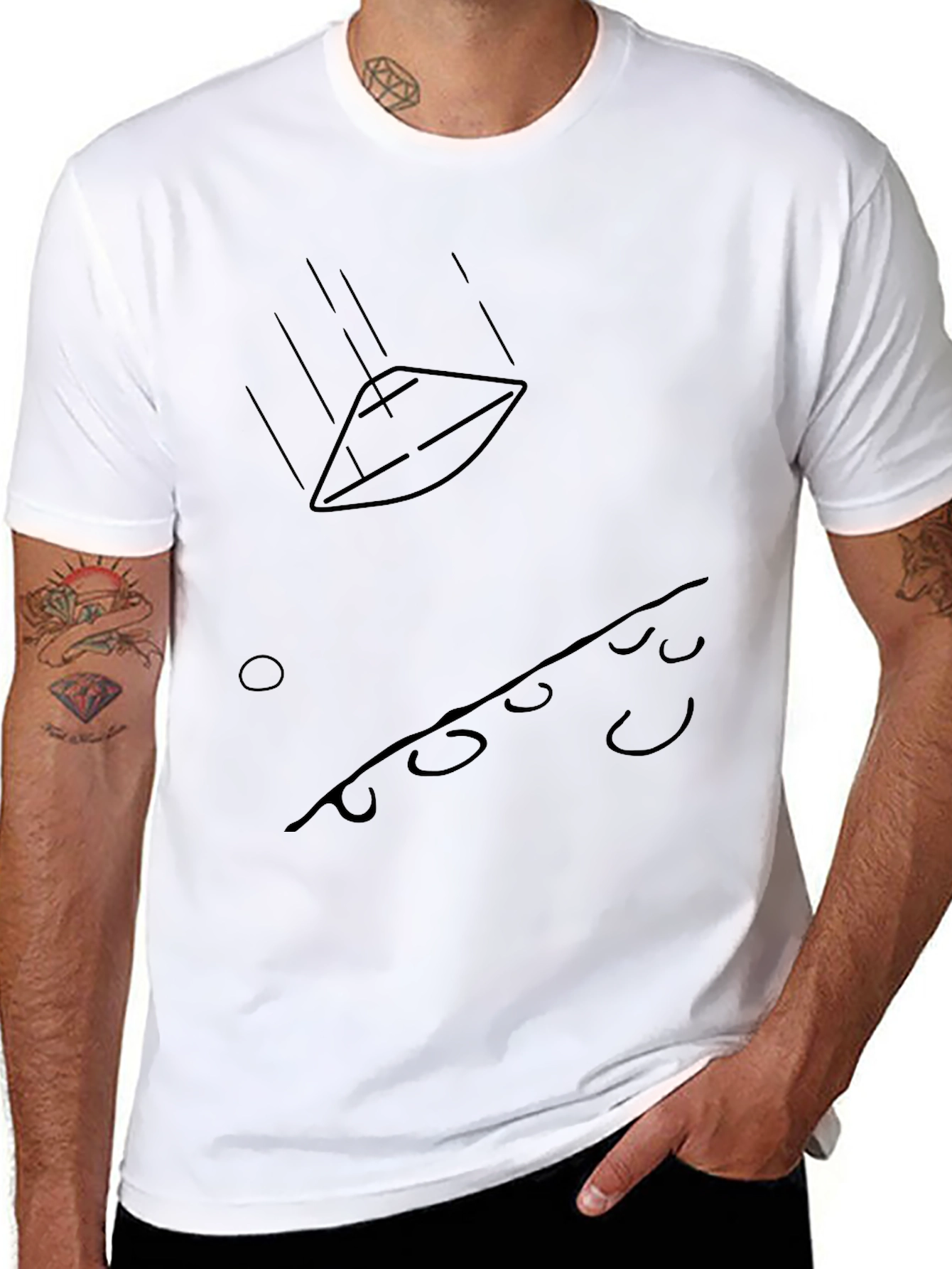 Abstract Falling Object Graphic Tee - Black