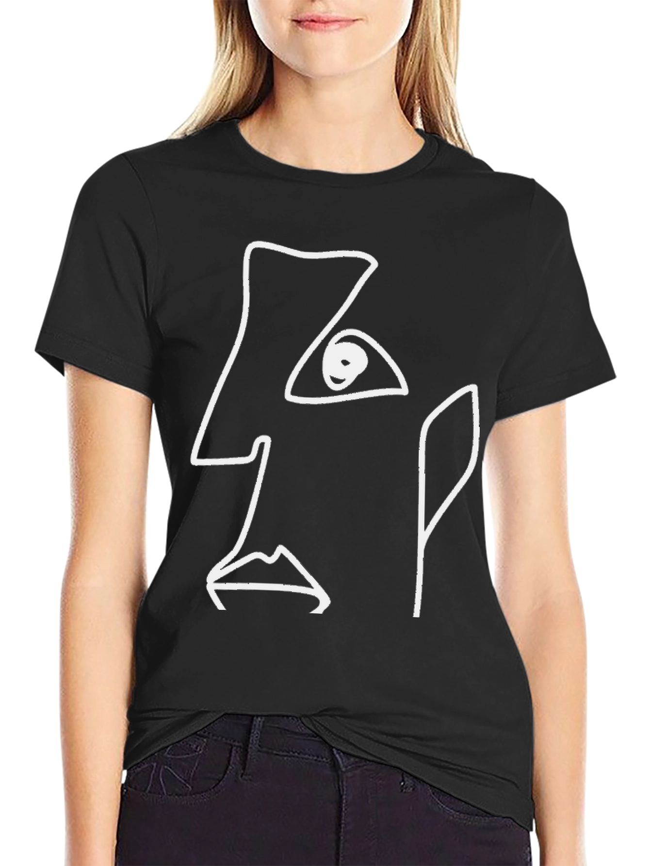 Abstract Face Graphic Tee - Modern Art T-Shirt
