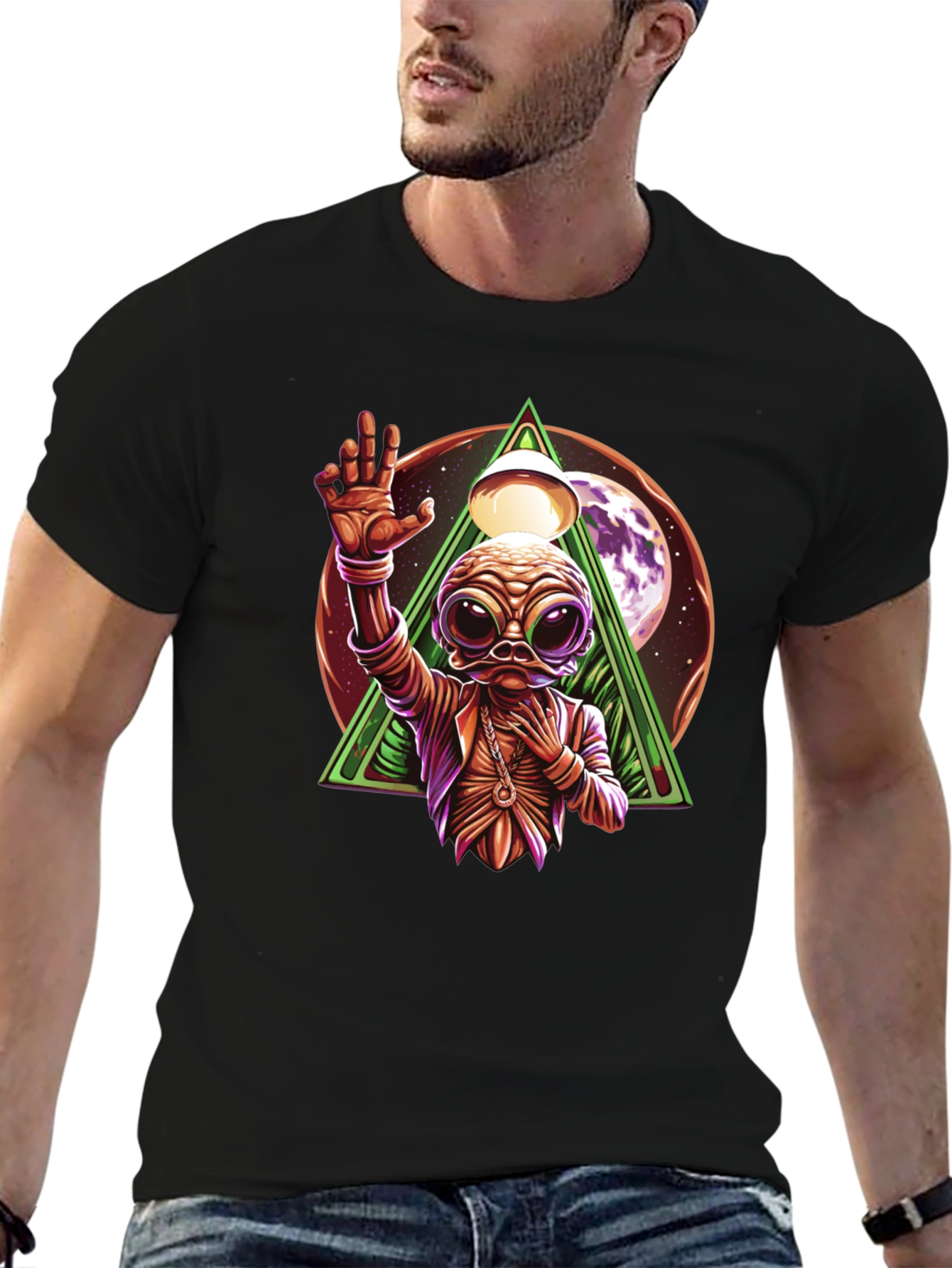 Alien Graphic Black T-Shirt - Unique Design