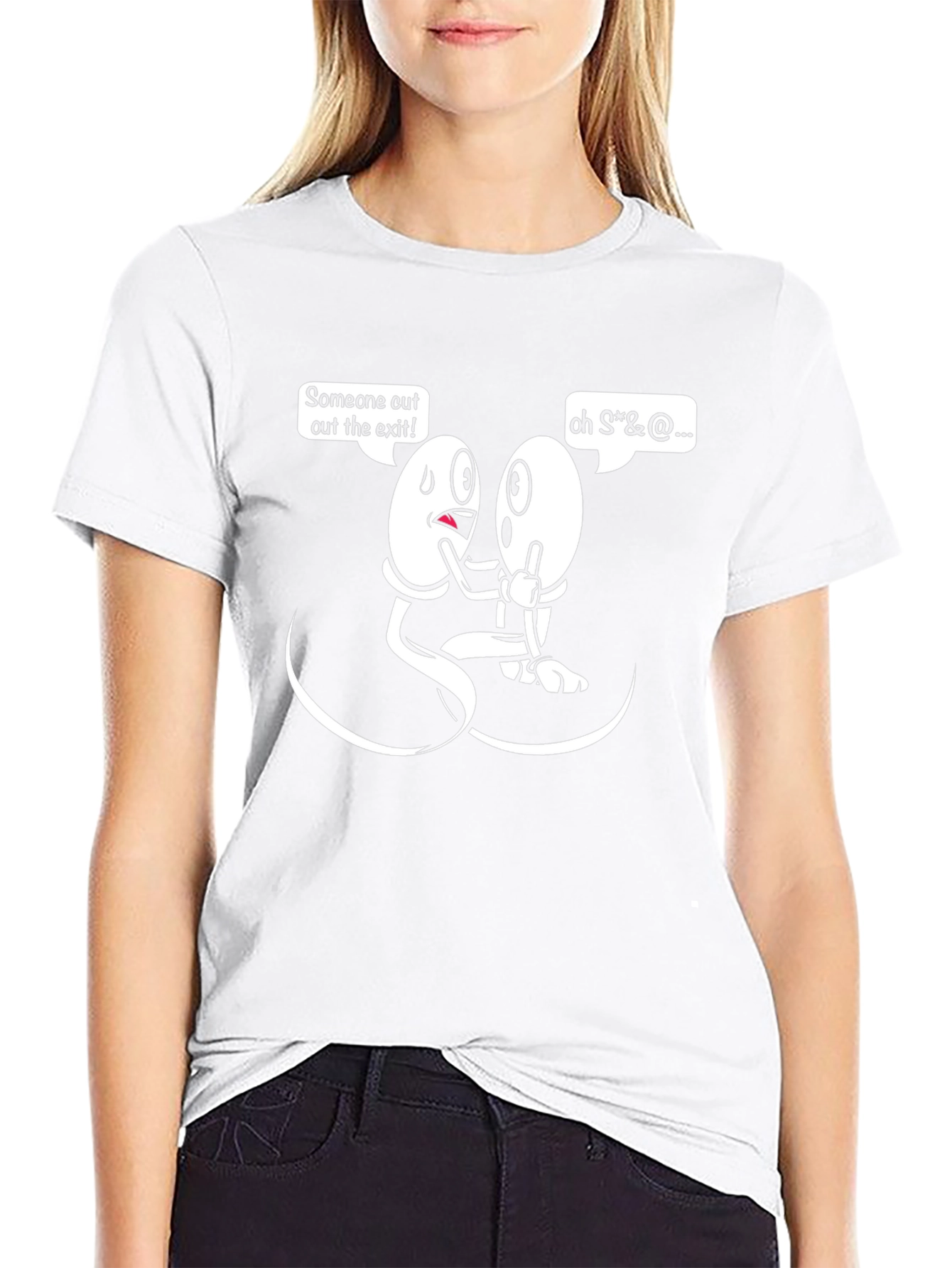 Funny Sperm Cartoon Graphic Mens Black T-Shirt